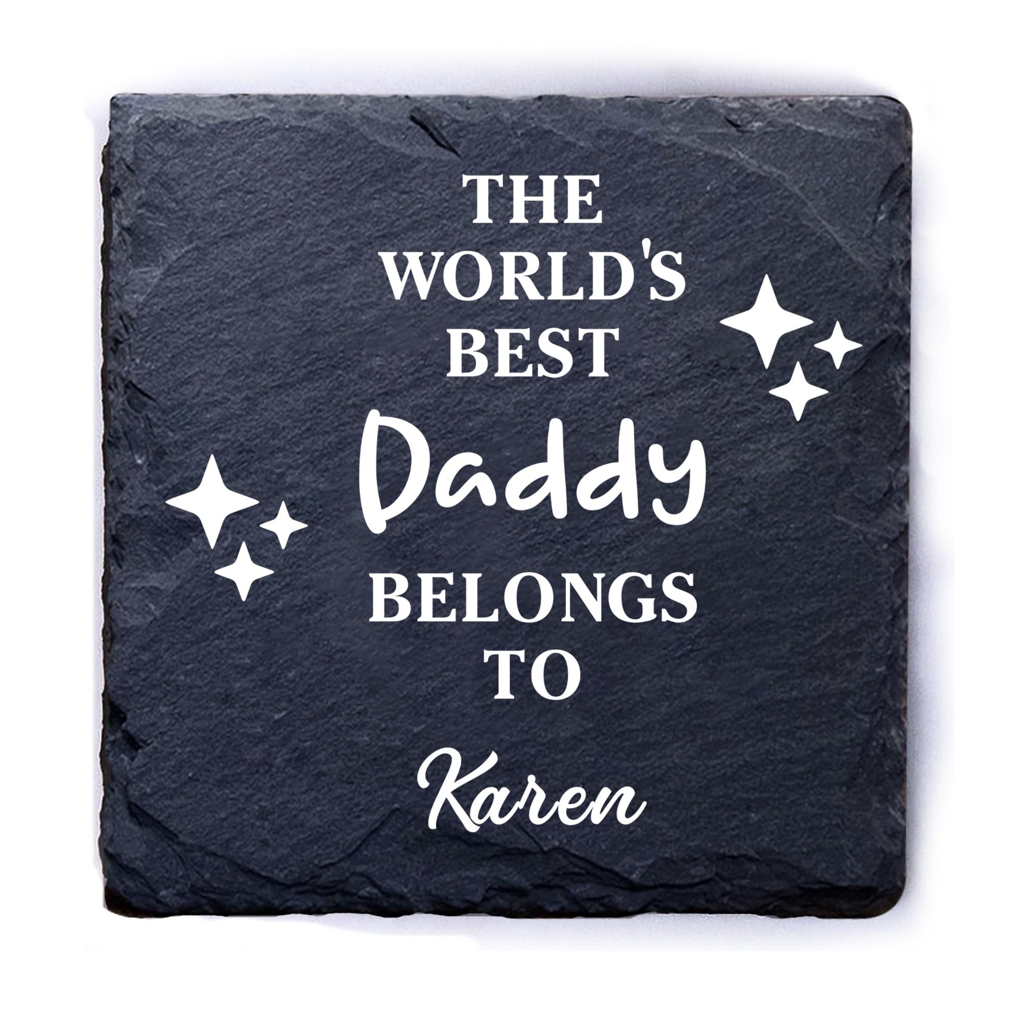 Personalised Slate Coaster for Dad Gifts for Fathers Day Custom Slate Coaster Gift for Dad Daddy Stepdad Him Men Brithday Christmas Coaster Engraved(Design 3) — image 1