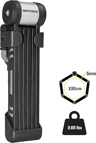 Miniatura 3 de Kryptonite Kryptolok 610 S - Candado plegable para bicicleta, compacto, ligero, de alta seguridad, antirrobo, plegable, con 2 llaves y soporte para