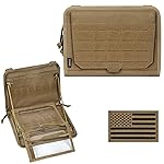 WYNEX Tactical Folding Admin Pouch, Molle Tool Bag of Laser-Cut Design, Utility Organizer EDC Medical Bag Modular Pouches Tactical Attachment Waist Pouch Include U.S Patch (Khaki (Upgraded))