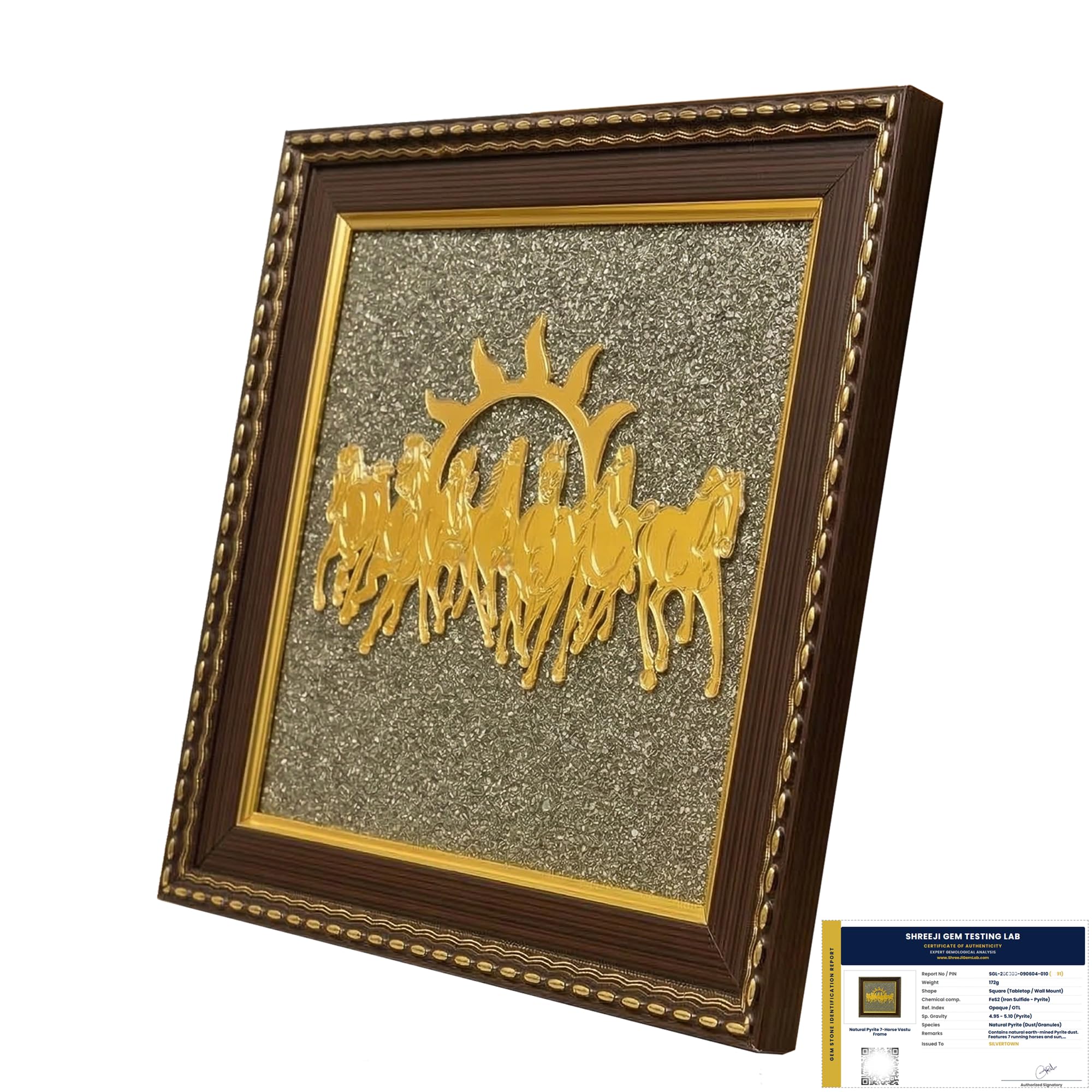 SILVERTOWN 7 Horses on Raw Pyrite Frame - Vastu Wall & Office Desk Decor for Success, Wealth & Positive Energy (7.5x7.5 Inch)-image-36