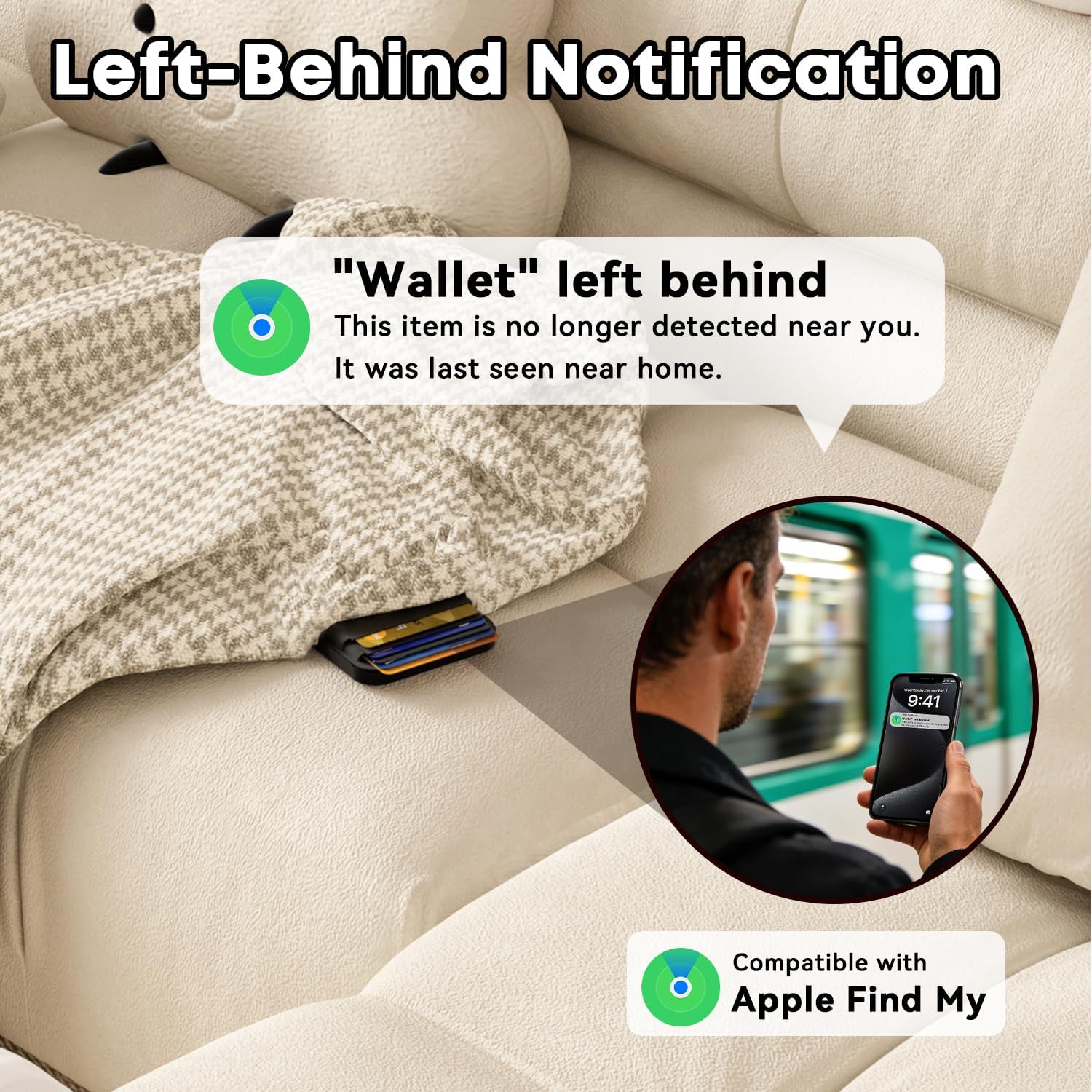 for Magsafe Wallet with Find My Wallet Tracker, Magnetic Phone Wallet for iPhone 17/16/15/14/13/12 Series, RFID Blocking, 6 Cards Holder with Adjustable Stand, Adhesive Ring, Black - Image 2