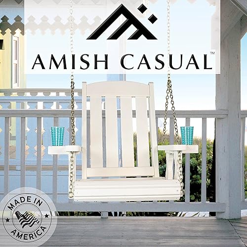 Miniatura 9 de Amish Casual Silla de columpio resistente con tratamiento a presión con portavasos (sin terminar)