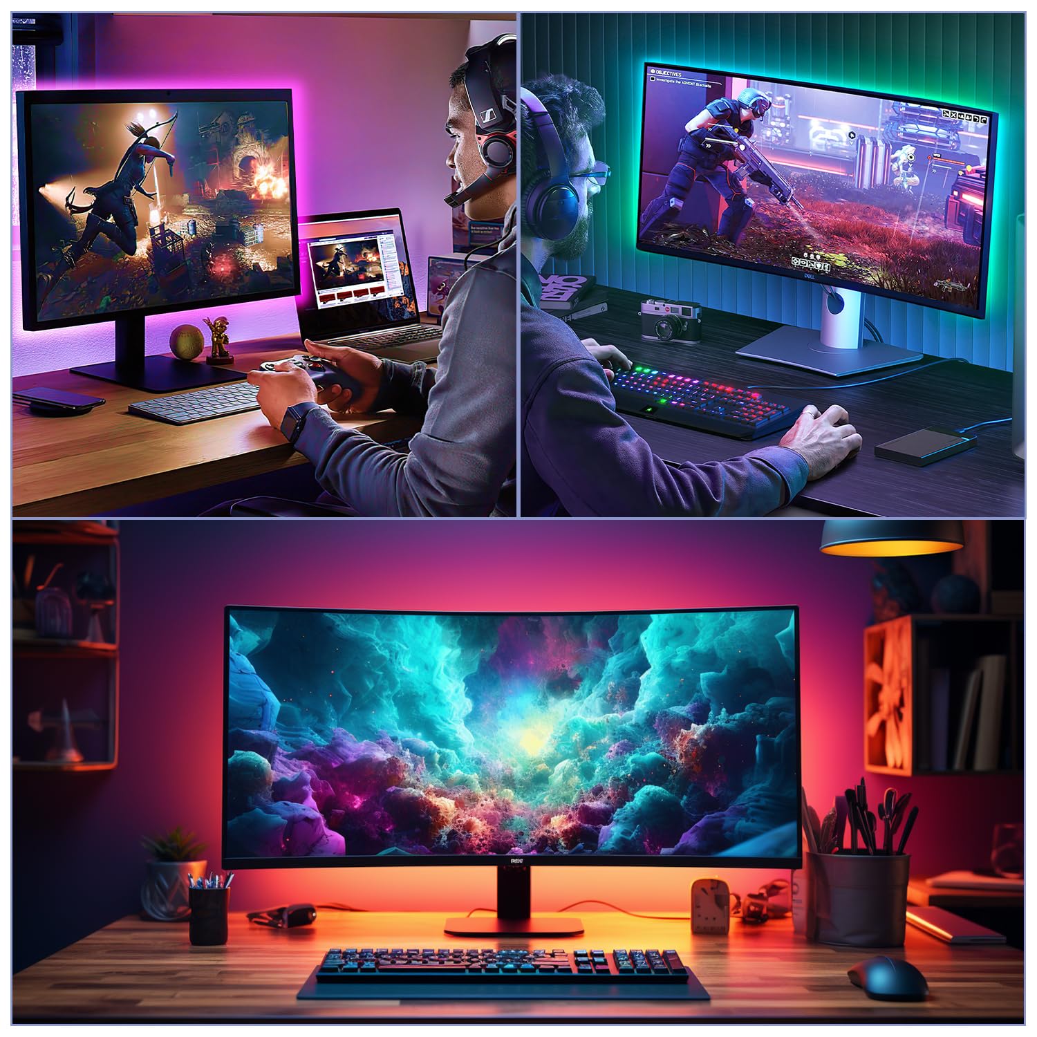LED Neon Strip 27 Zoll RGB LED Neon Light 12V Dimmbar Neon Lichter mit App-Steuerung, Satte Farben, Musik Sync Ultra Flexibel für Schlafzimmer Wohnzimmer PC Dekor,2er