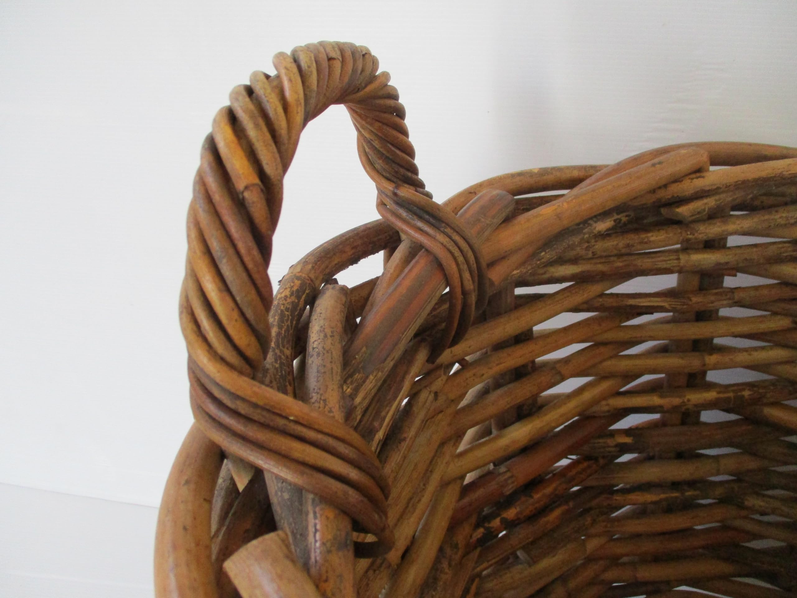 cesto vimini porta legna cm 63x52x40 H conmanici cm 47 intreccio in rattan robustissimo portalegna porta biancheria ovale