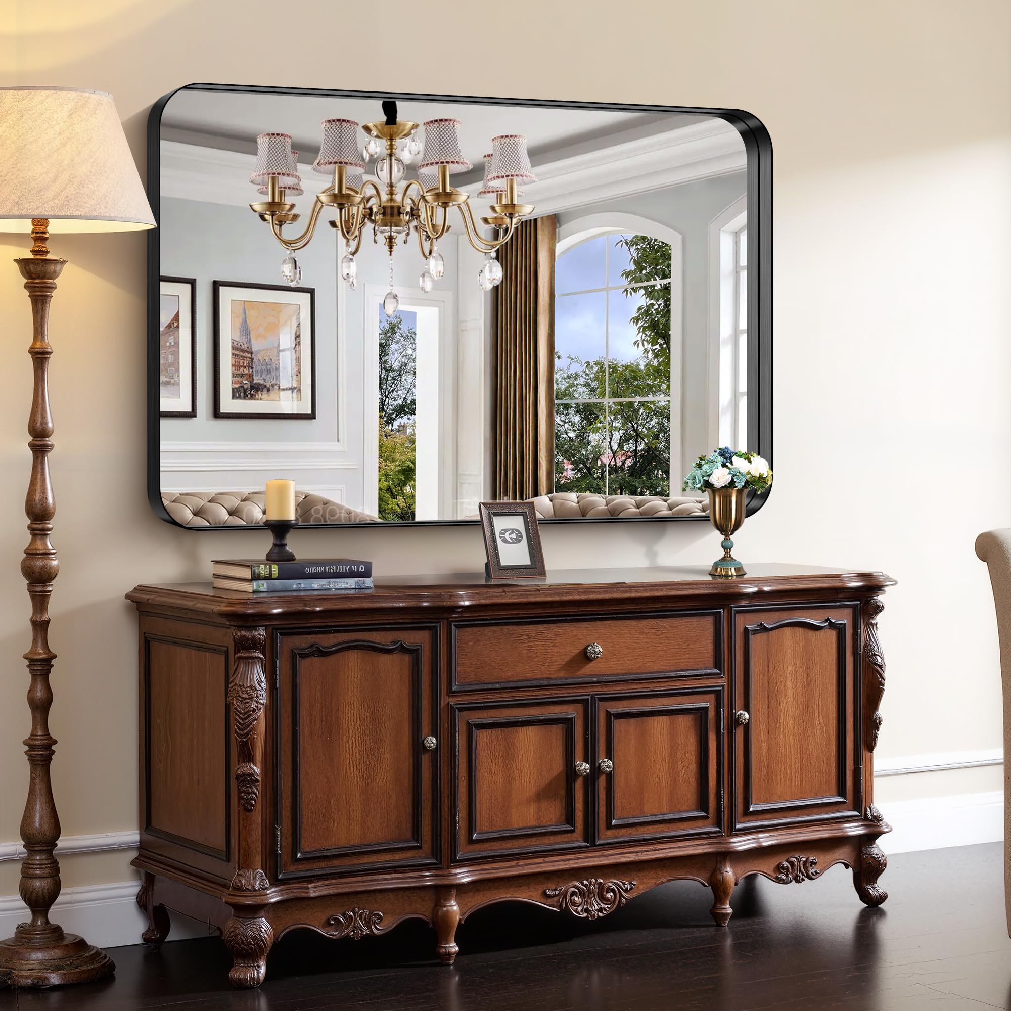 Amazon.com: CIRCUMI Black Bathroom Mirror, 36