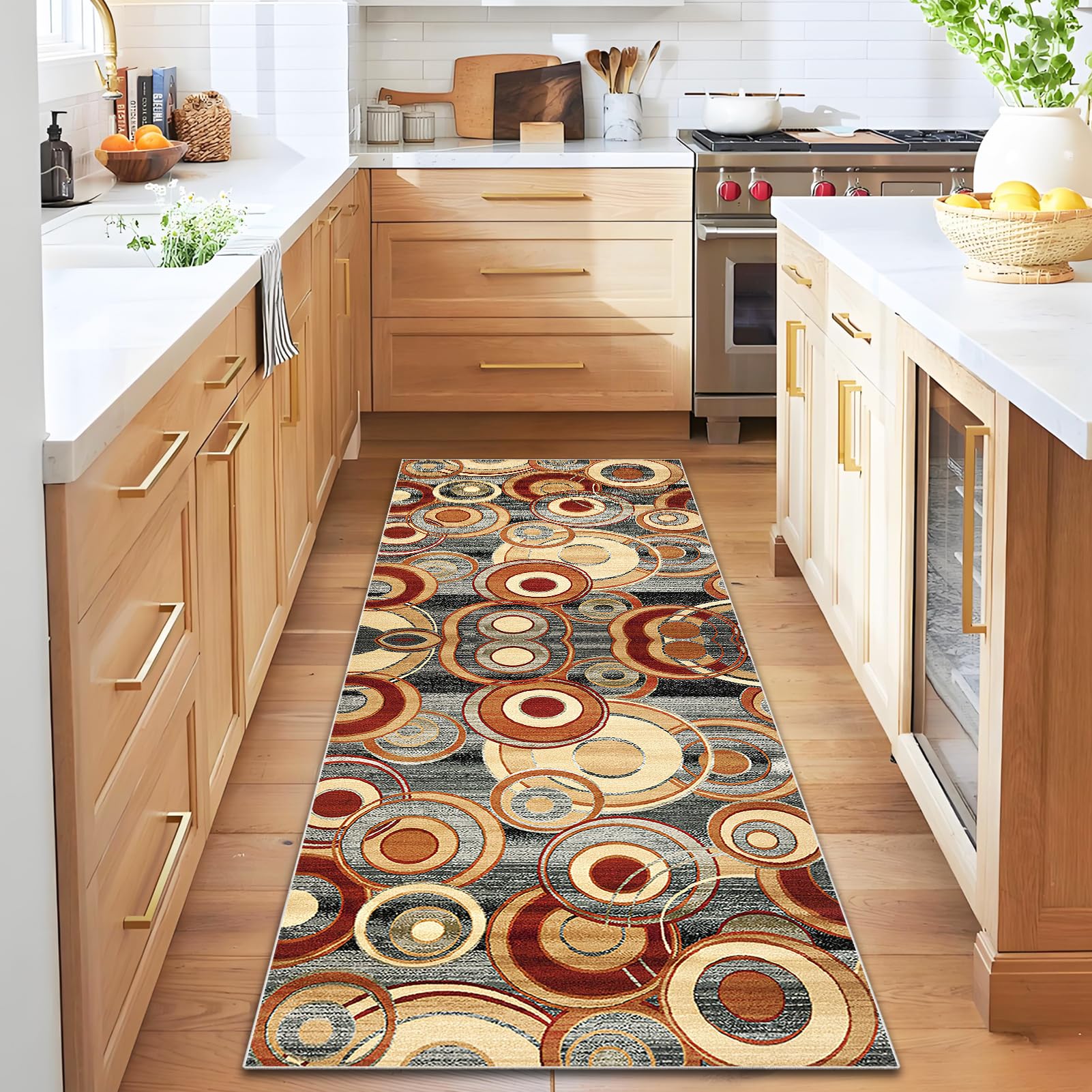 Qemgrste XX-00731 Runner Rug Non Slip Vintage Hallway Runner Rug 40 X 80 Cm Washable Hallway Hall Runner Narrow Rug Heavy Duty Runner Mat For Bedroom Living Room Entryway Floor Carpet Runner Kitchen Runner Rug