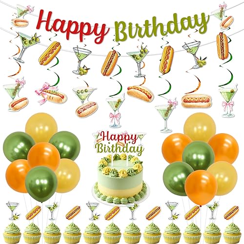 Hot Dog Cocktail Party Decorations Hotdog Martini Happy Birthday Banner Garland 