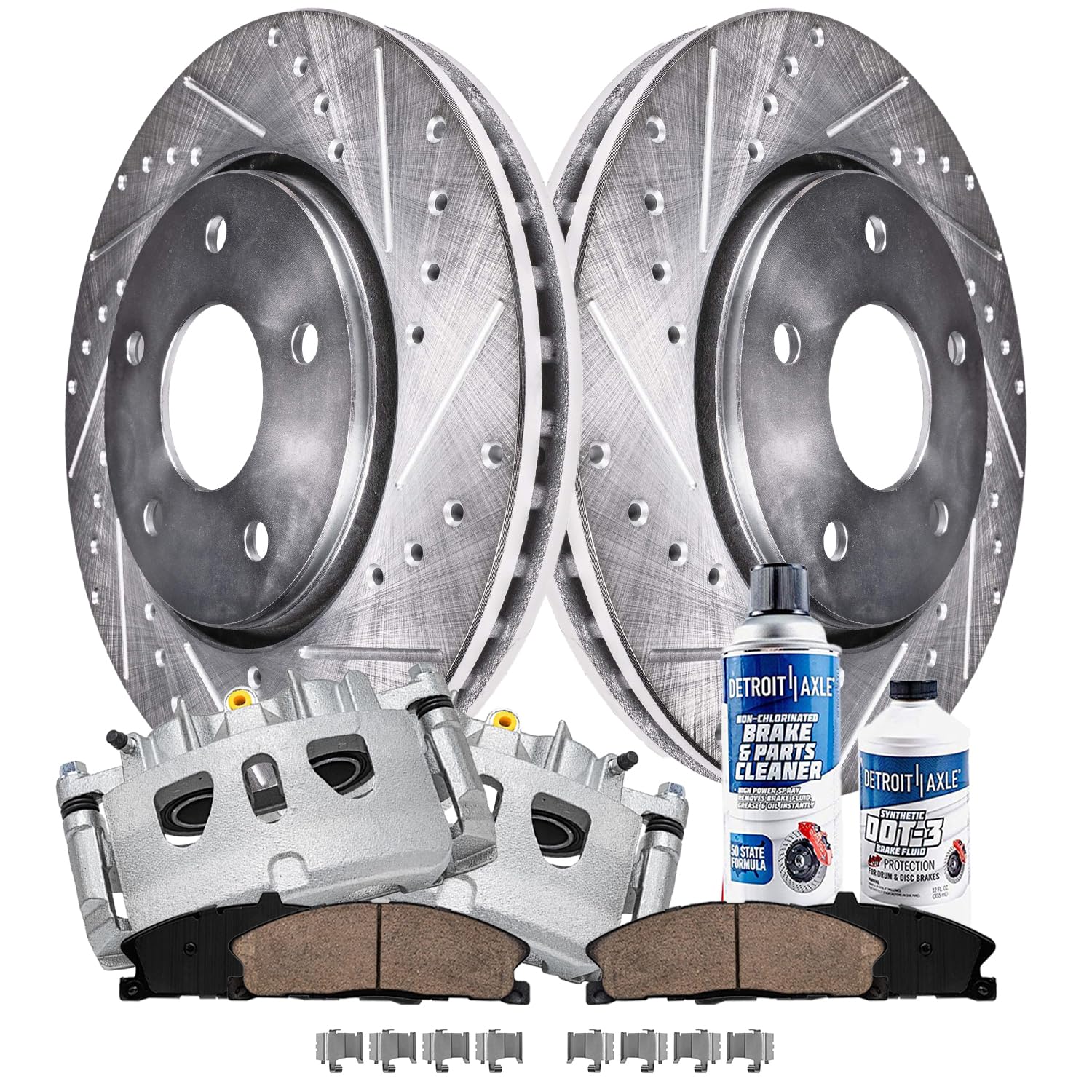 Front Left & Right Brake Calipers W/ Brackets - Detroit Axle - For Ford Explorer, Taurus, Flex, MKS, MKT