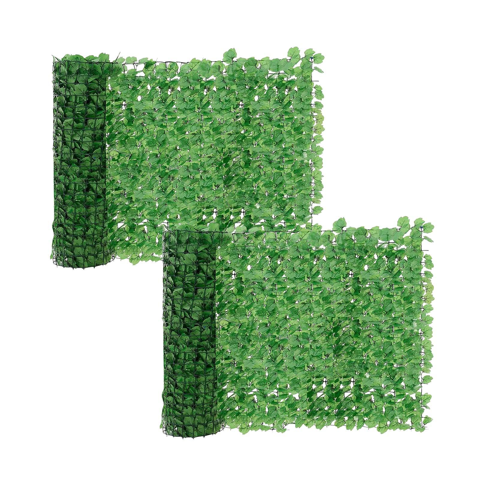 Trintion 2 Stück Künstliche Efeu Garten Sichtschutz 100x300cm Balkon Sichtschutz Künstliche Hecken Paneele Rolle Pflanzen Hängend Girlande für Gartenhecken Balkon Außendekoration