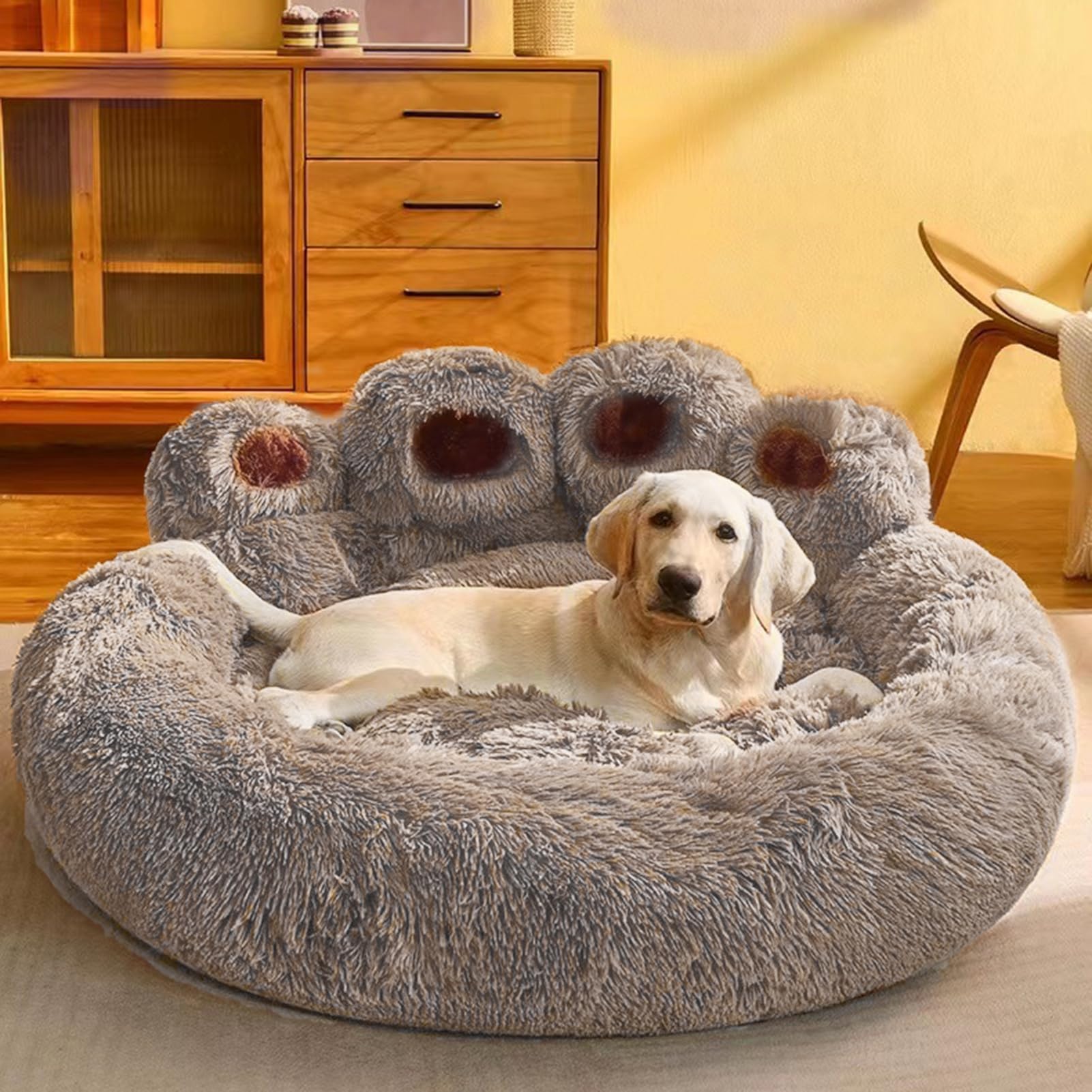 Wrkfree Hundebett Für Kleine Hunde – 50,8 Cm, Donut-Form, Flauschiges Kunstfell – Beruhigend & Maschinenwaschbar