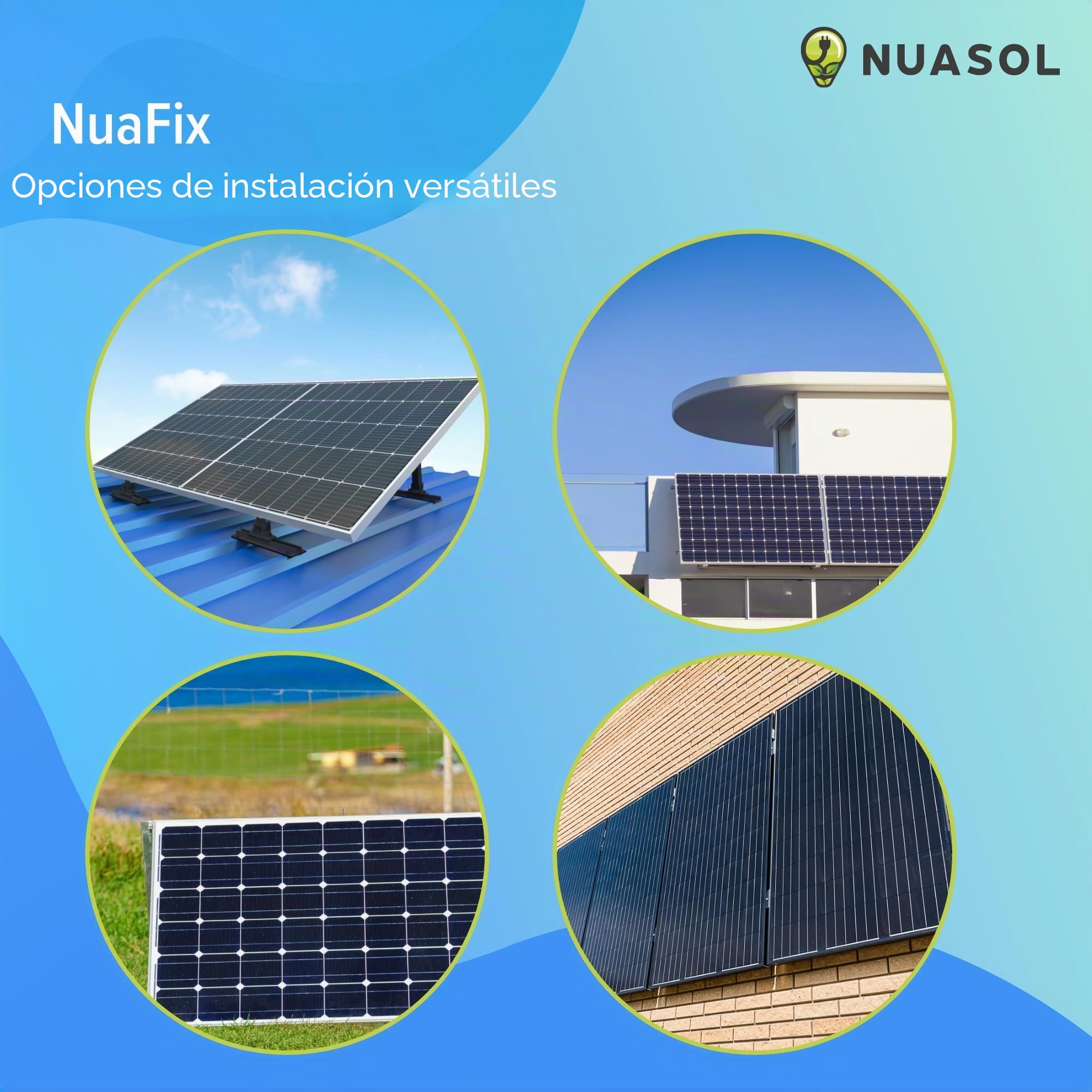 Soporte para panel solar, hasta 105 cm, techo plano, módulo solar PV, ajustable 0-90°, set de aluminio, material de montaje, color plateado