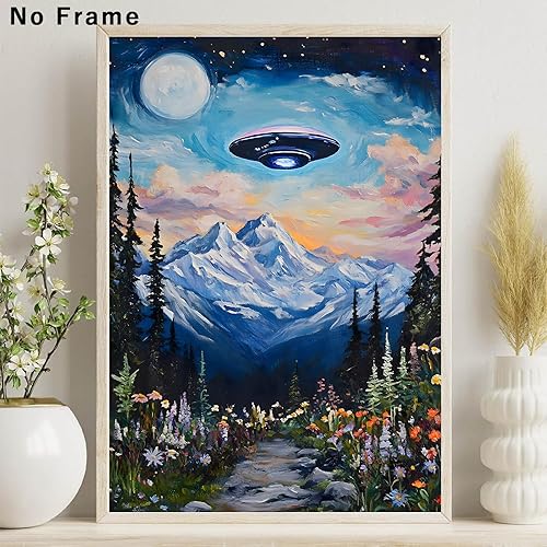 Miniatura 4 de Arte de pared retro de los años 70, arte retro de extraterrestre, póster de arte extraterrestre vintage, impresión de paisaje retro de