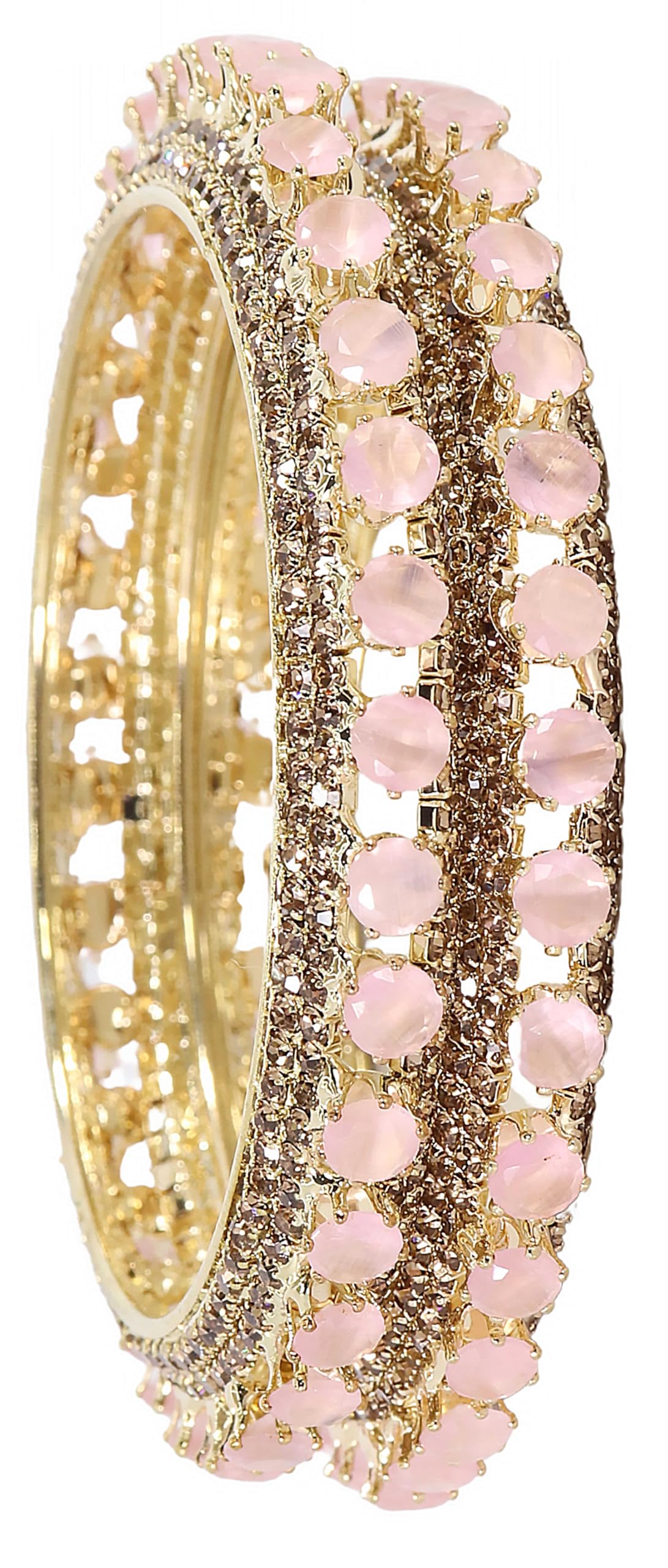 LAVAZZA Designer CZ & American Diamond Metal Bangles Bracelet Set For Women & Girls | Golden Bangles | Pink Bangles | Metal Bangles | Kada For Girls-(RKM14-Pink-2.4) (B0DDJ8ZQ92) Amazon Price History, Amazon Price Tracker