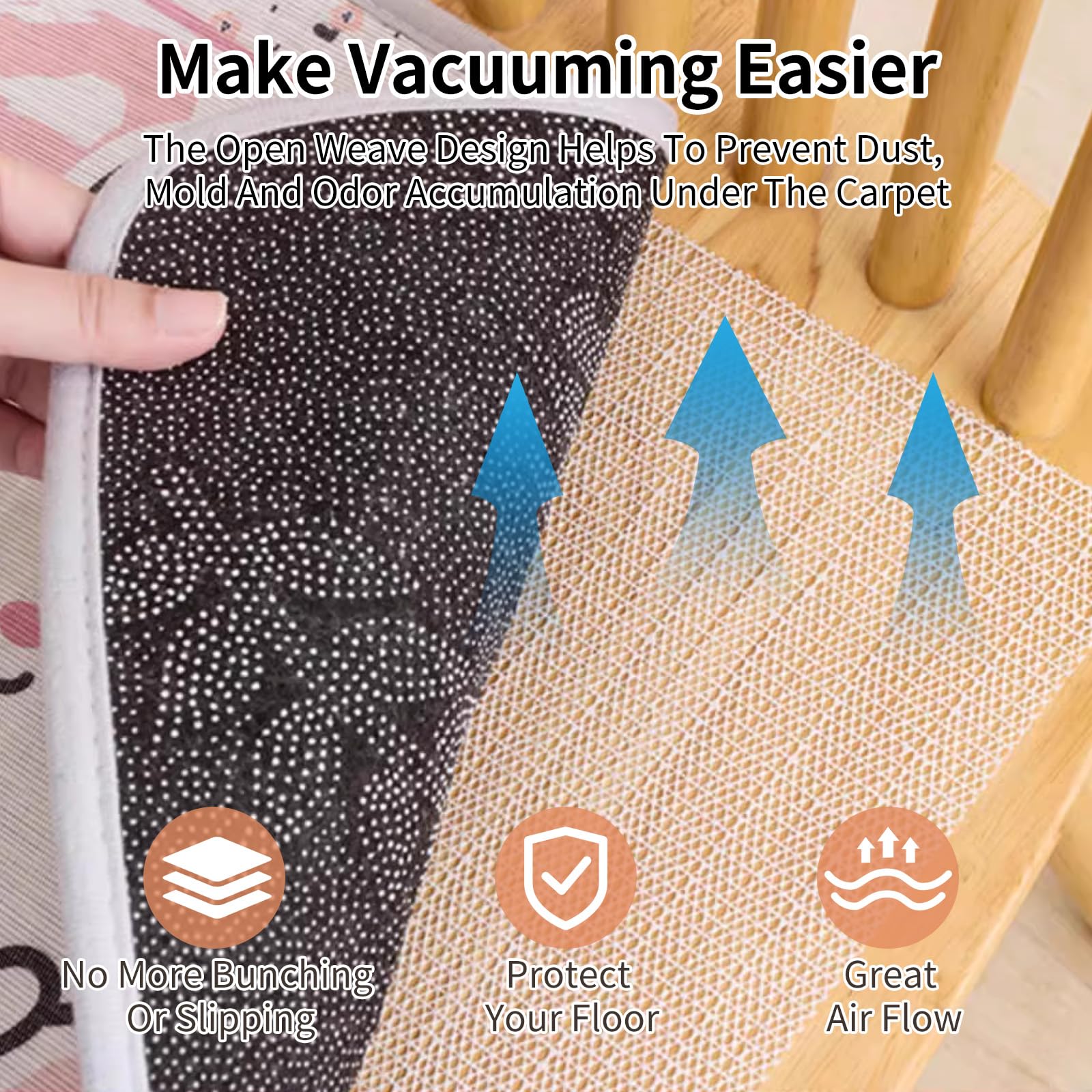 Retina Antiscivolo Per Tappeti 150x200cm - PVC, Tagliabile, Per Pavimenti Lisci, Sicurezza In Casa - Foto 10