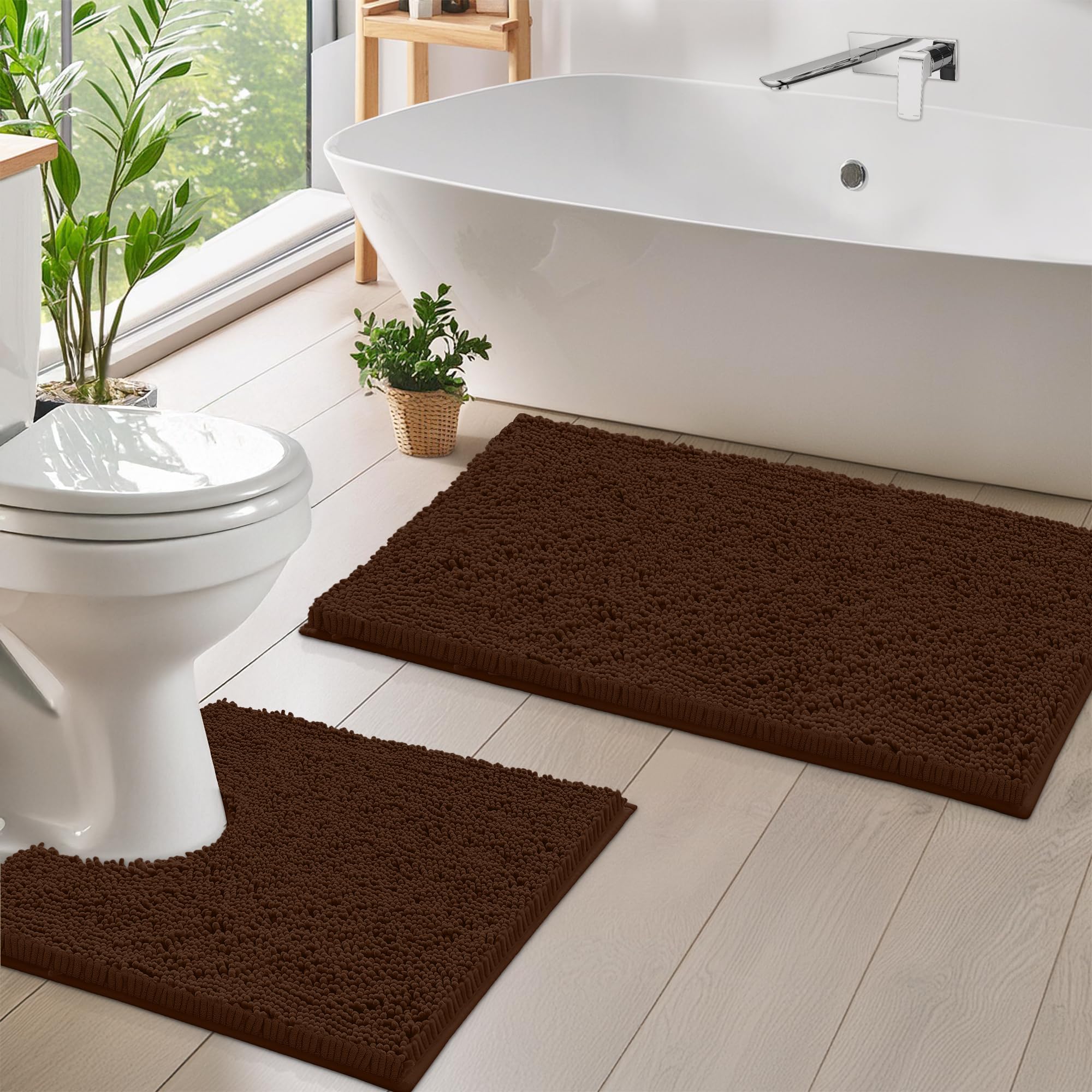 バスルームラグ ソフトで吸収性のあるマイクロファイバー 50×80cm Amazon｜LuxUrux バスルームラグ2点セット:速乾性、ソフトプラッシュ