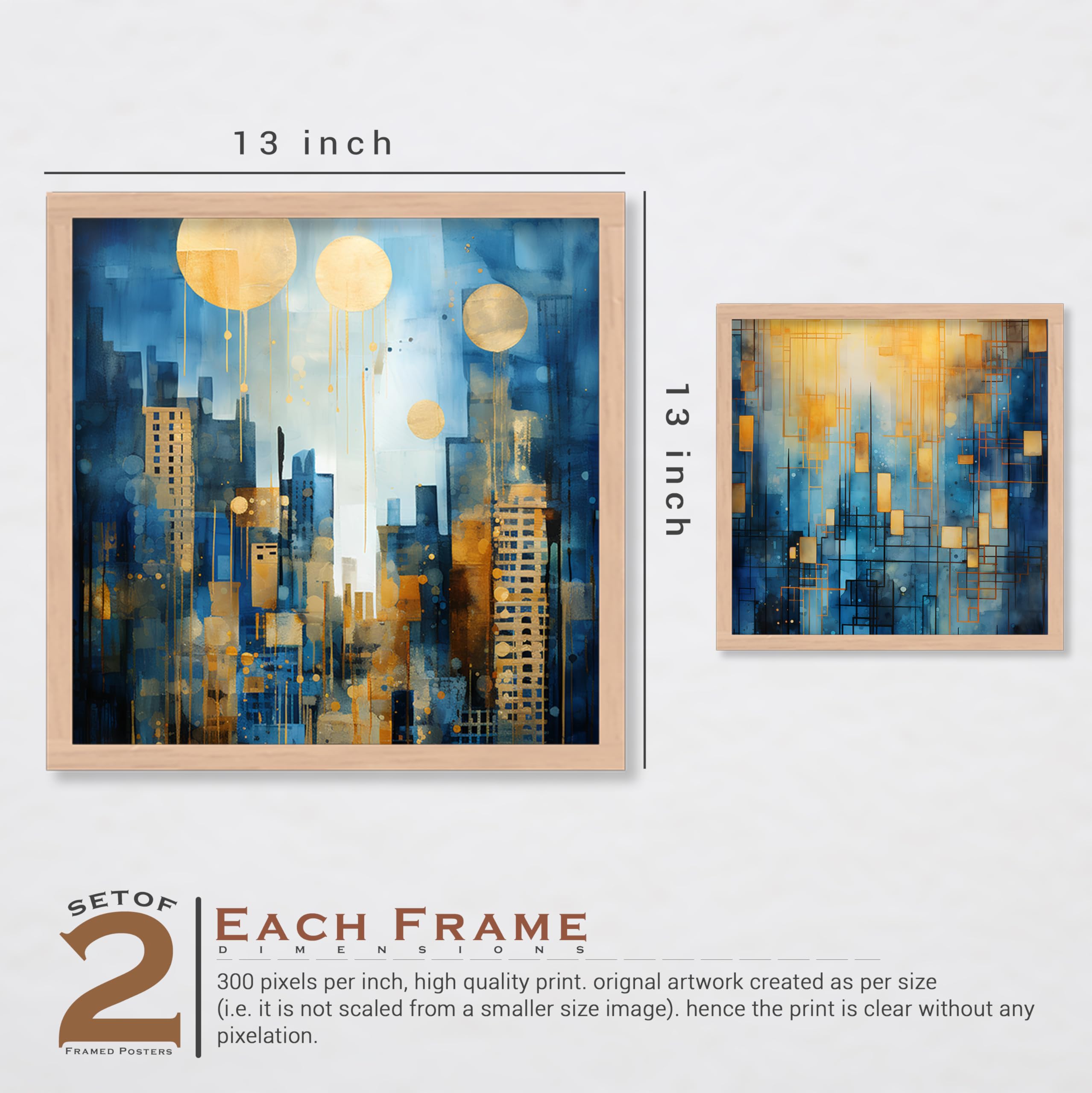 BANGERZ Wall Paintings Scenery For Living Drawing Room Home, Paintings For Wall Decoration - Aesthetic Office Poster Frames For Bedroom Wall Decor Items (Set of 4) (Large, Digital Artwork 5) 1
