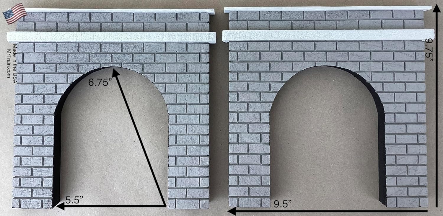 O Scale/Gauge Tunnel Portals Gray for Model Trains | Set of 2 | 1:48 Model Railroad Scenery