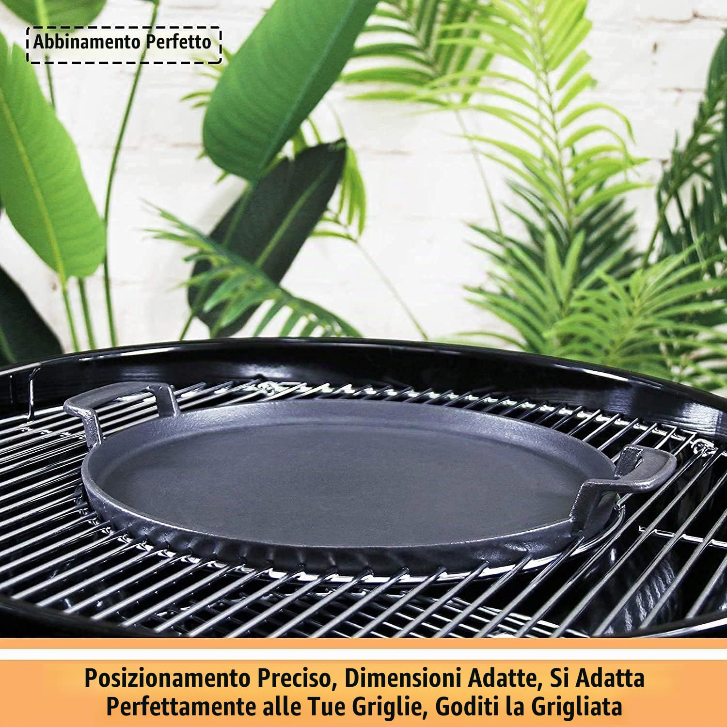 Denmay 7421 Piastra grill rotonda in ghisa da 30,5 cm per Weber 57 cm, Gourmet BBQ System,griglia a carbone Weber One-TouchPiastra in ghisa smaltata in porcellana Pezzi di ricambio