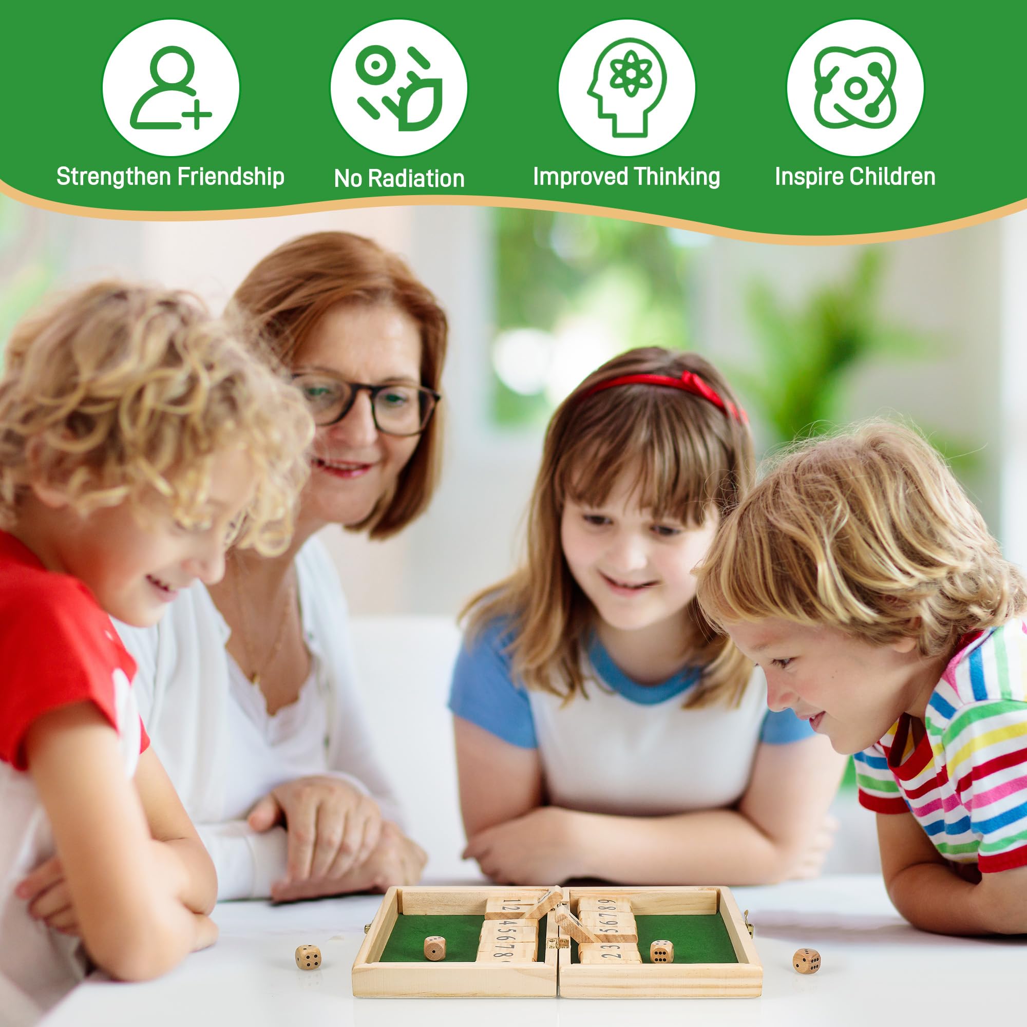 Fentar Shut the Box Game 2 Player, Puzzle Dice Games, Premium Wooden Board Game, Fun Close the Box Game - Image 3
