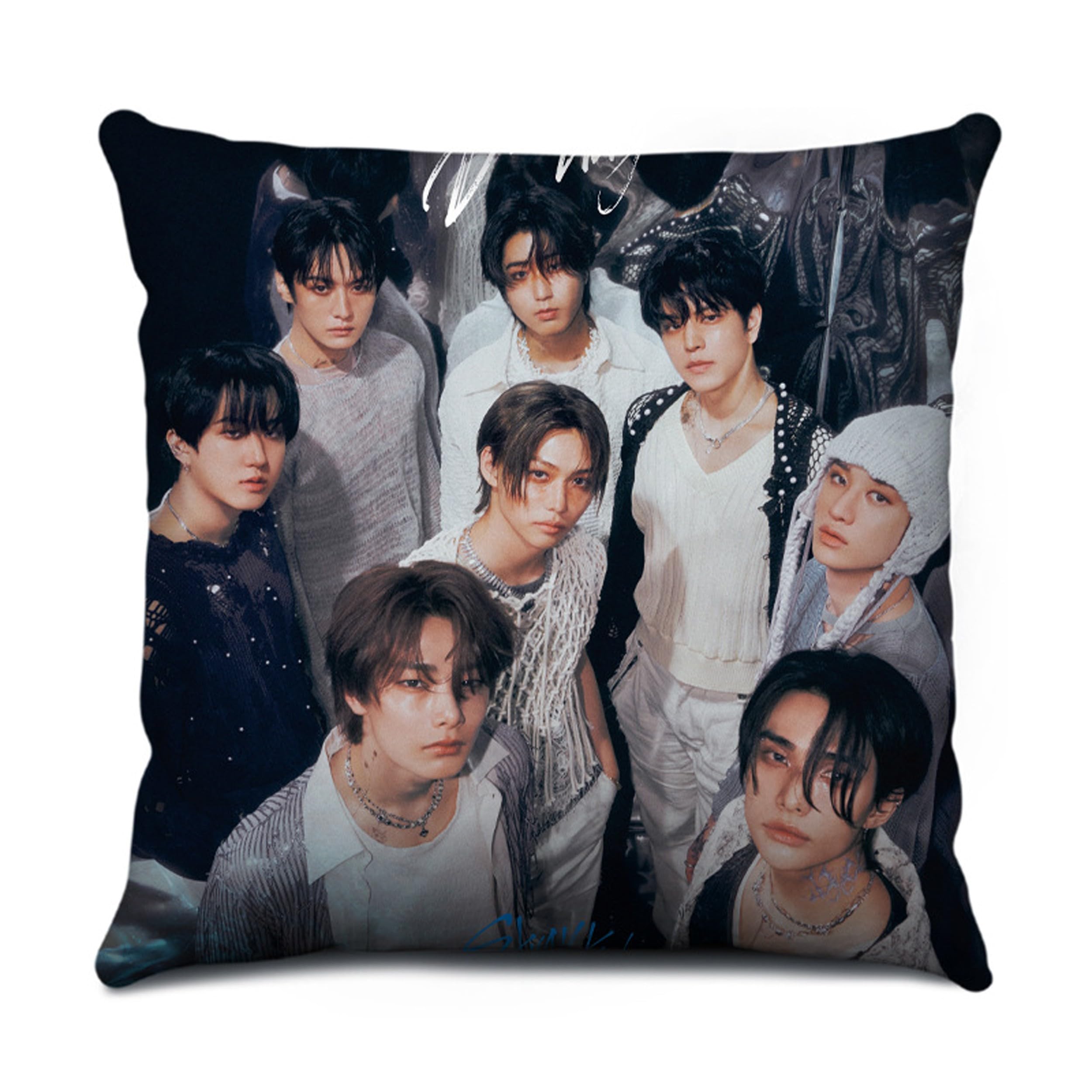 Roffatide KPOP Stray Kids Cuscino per Stay 45 * 45 cm Cuscino quadrato per divano Camera da letto Auto Regalo per fan Stile J
