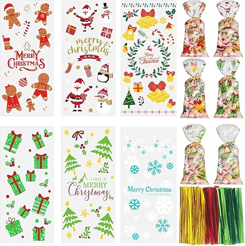 Miniatura 1 de 150 bolsas de celofán de Navidad, bolsas de celofán, surtido para regalos de Navidad, bolsas de regalo de celofán, bolsas de regalo de Navidad,
