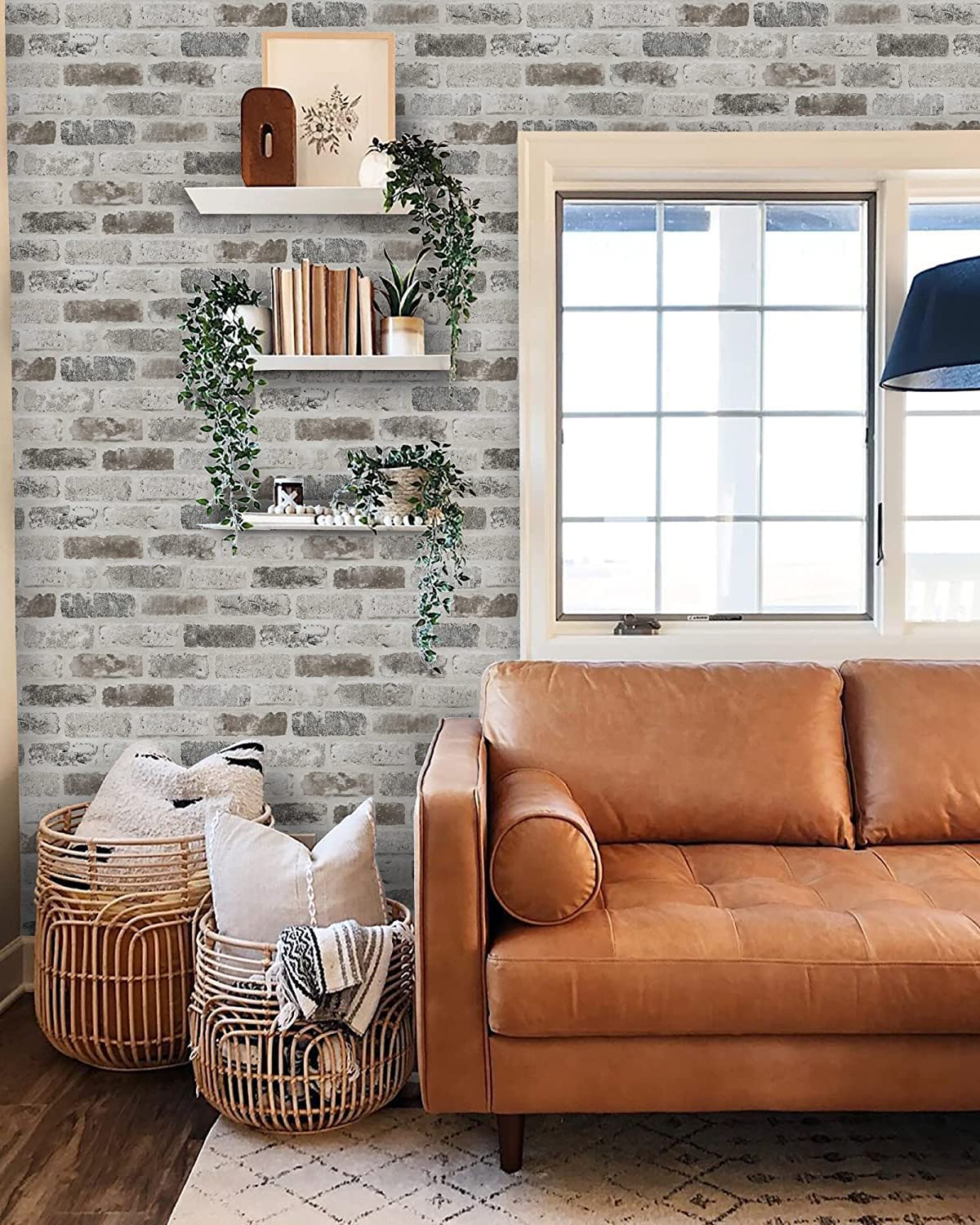 Timeet Tapete Ziegel Selbstklebende Wandverkleidung Stein Wandpapier Steinoptik Klebefolie Vintage Dekorfolie Backstein Wandaufkleber Dekorative Folie Rustik Designfolie 44cm X 20m