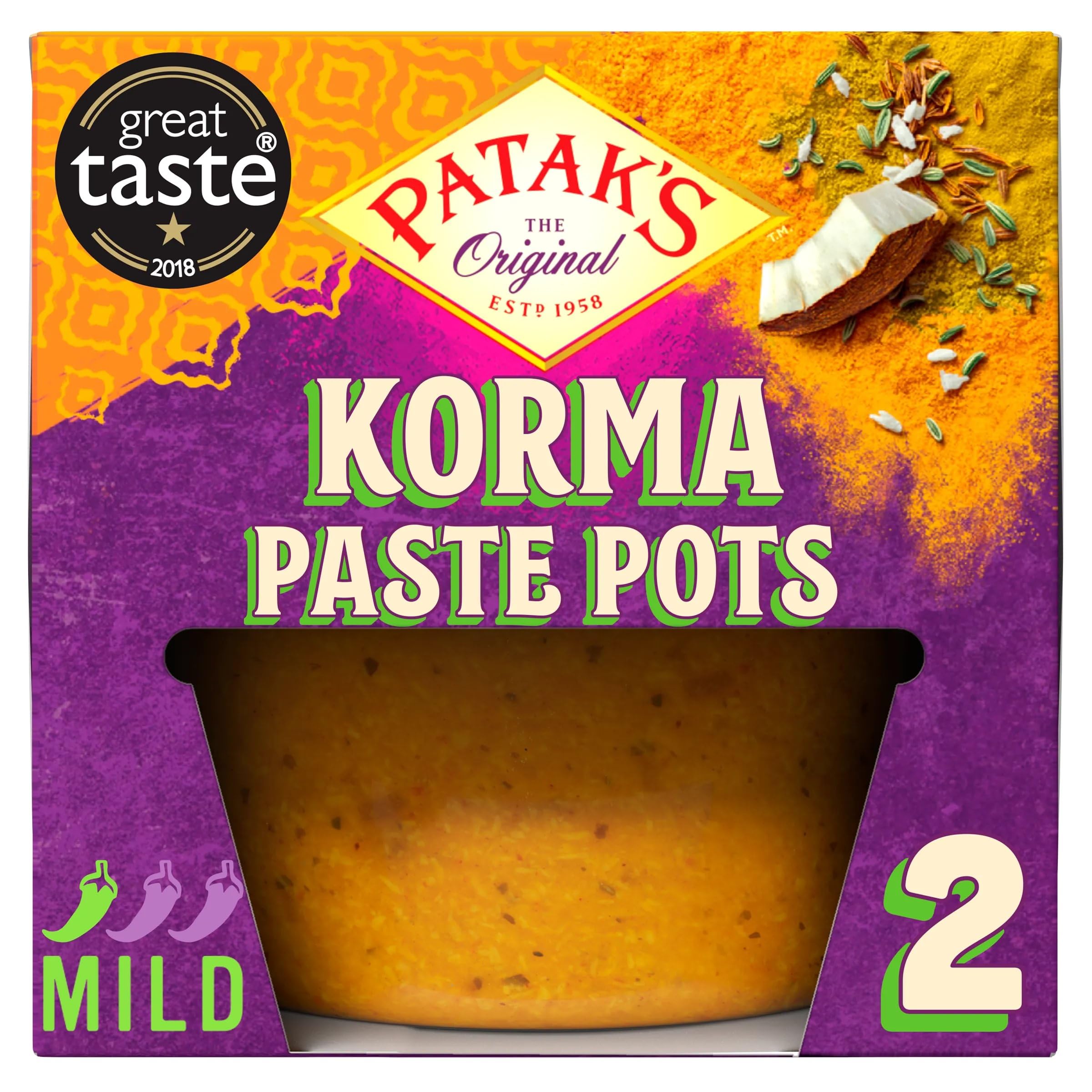 Patak's Indian Korma Curry Paste Pots 2 X 70G
