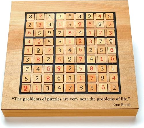WE Games Tablero de madera grabado personalizado Sudoku - Cajones de almacenamiento para azulejos numerados de madera