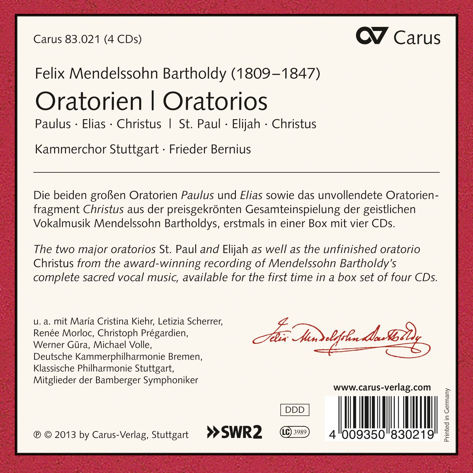 Mendelssohn: Die Oratorien (Paulus - Elias - Christus)