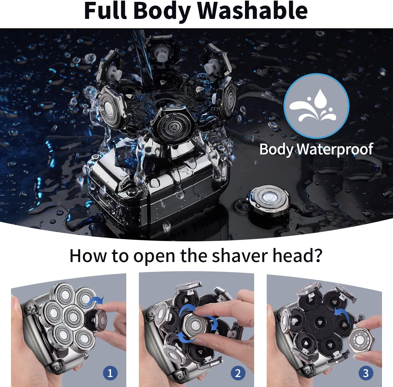 Buy Roziapro Bald Head Shavers for Men Waterproof Electric Rechargeable Balding Head Shaver