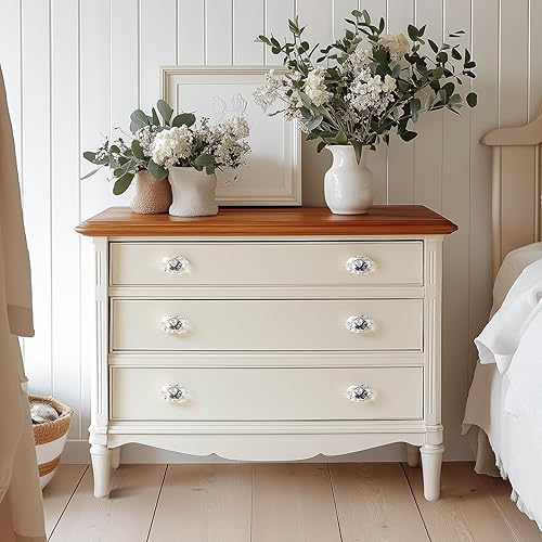 Miniatura 2 de Pomos de cristal para gabinete, paquete de 8 pomos dorados para cajones, pomos de tocador vintage de latón de un solo agujero para cocina, armario,