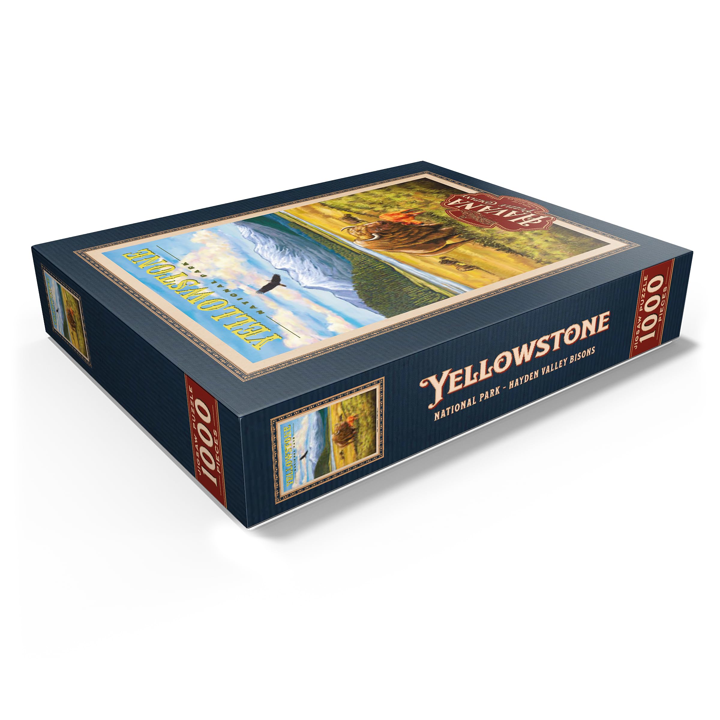 Yellowstone National Park – Hayden Valley Bisons, póster de viaje vintage – Rompecabezas premium de 1000 piezas para adultos