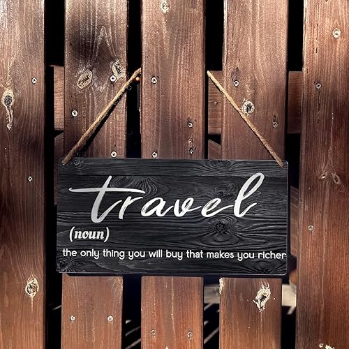 Miniatura 3 de Letrero de viaje de madera con texto en inglés "Travel the Only Thing You Will Buy", rústico, retro, decoración de pared para decoración del hogar,