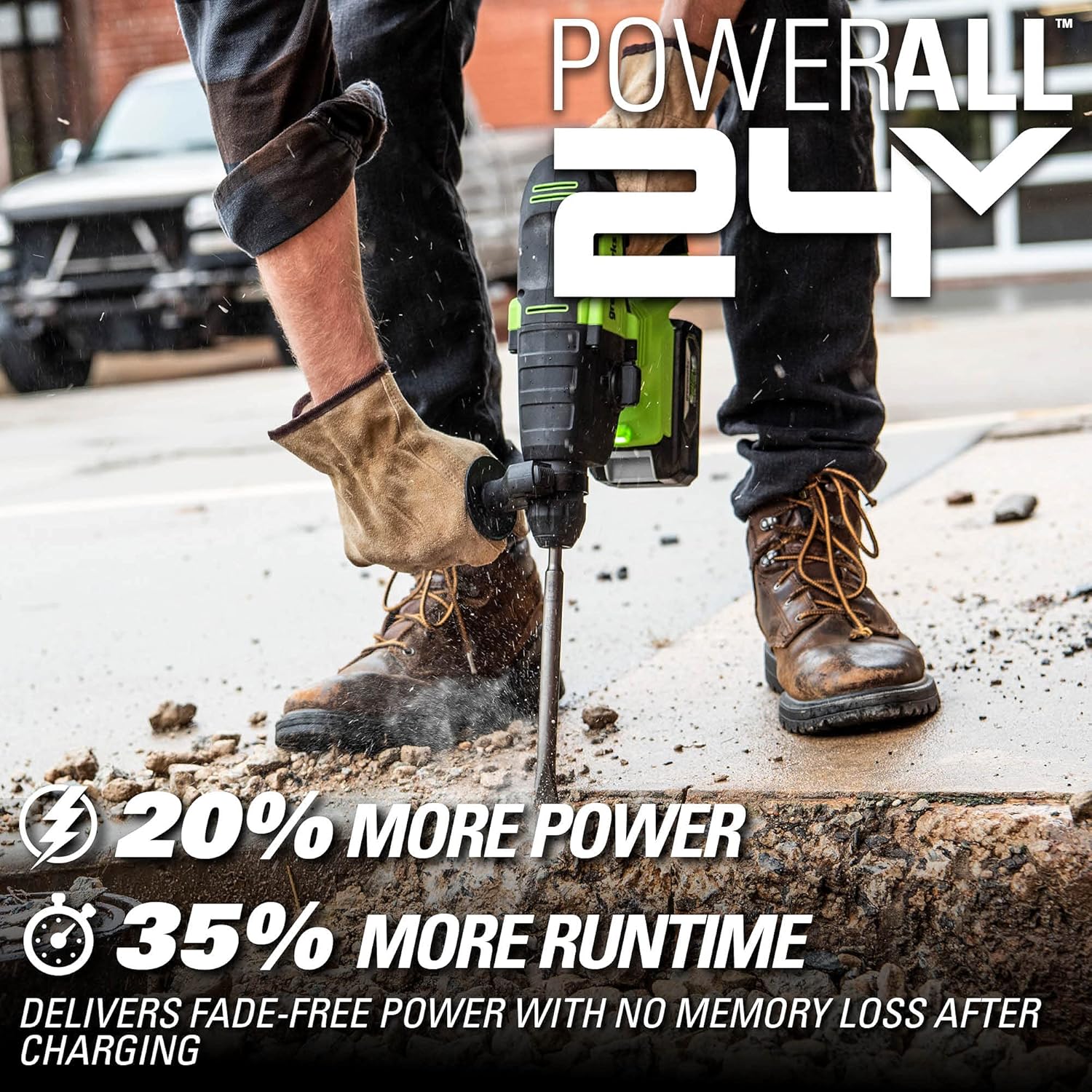 🔥 Hot Deals Greenworks 24V Brushless Cordless Rotary Hammer, Impact Rate 4500 IPM, Impact Energy 2.1 Joules, SDS-Plus - Bare Tool Featured Product Greenworks 24V Brushless Cordless Rotary Hammer, Impact Rate 4500 IPM, Impact Energy 2.1 Joules, SDS-Plus - Bare Tool