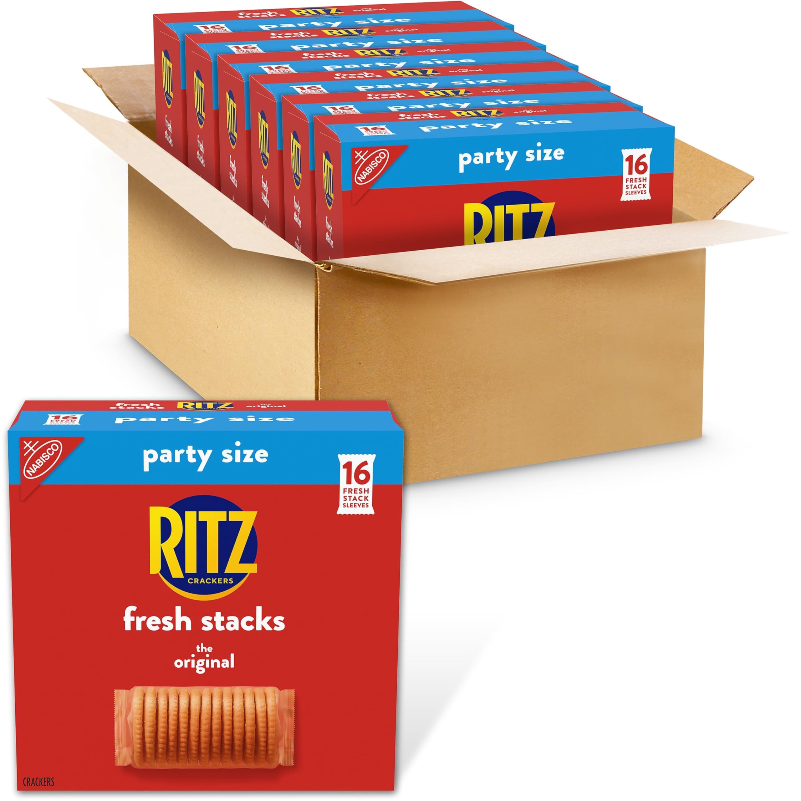 Fresh Stacks Original Crackers, Bulk Travel Snacks, Party Size, School Snacks, 6 Boxes (96 Multi Snack Packs)