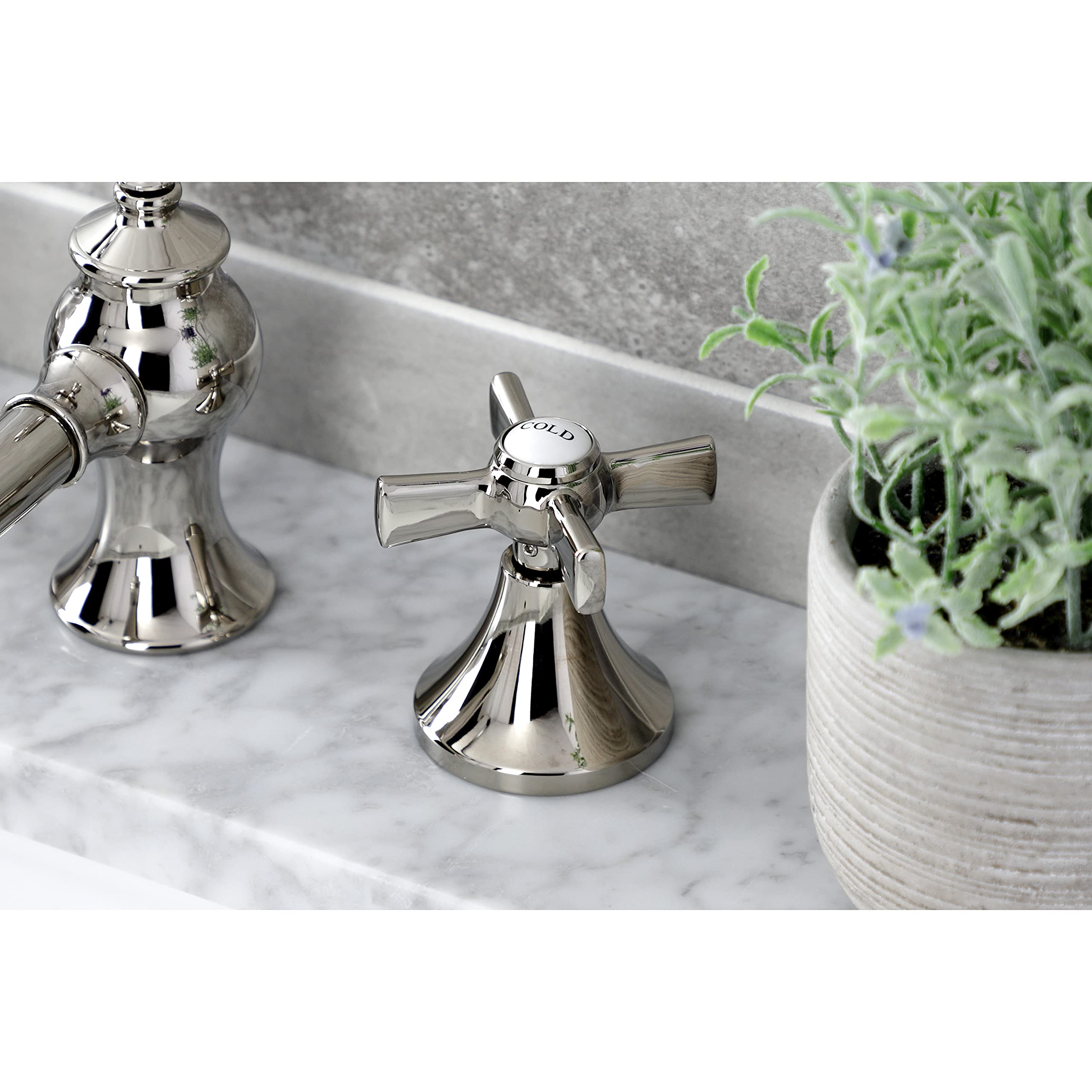 Kingston Brass KC7066ZX Millennium 8" Geniş Lavabo Musluğu, Pirinç Açılır Kaplama, Cilalı Nikel, 5-5/8" Musluk Erişimi