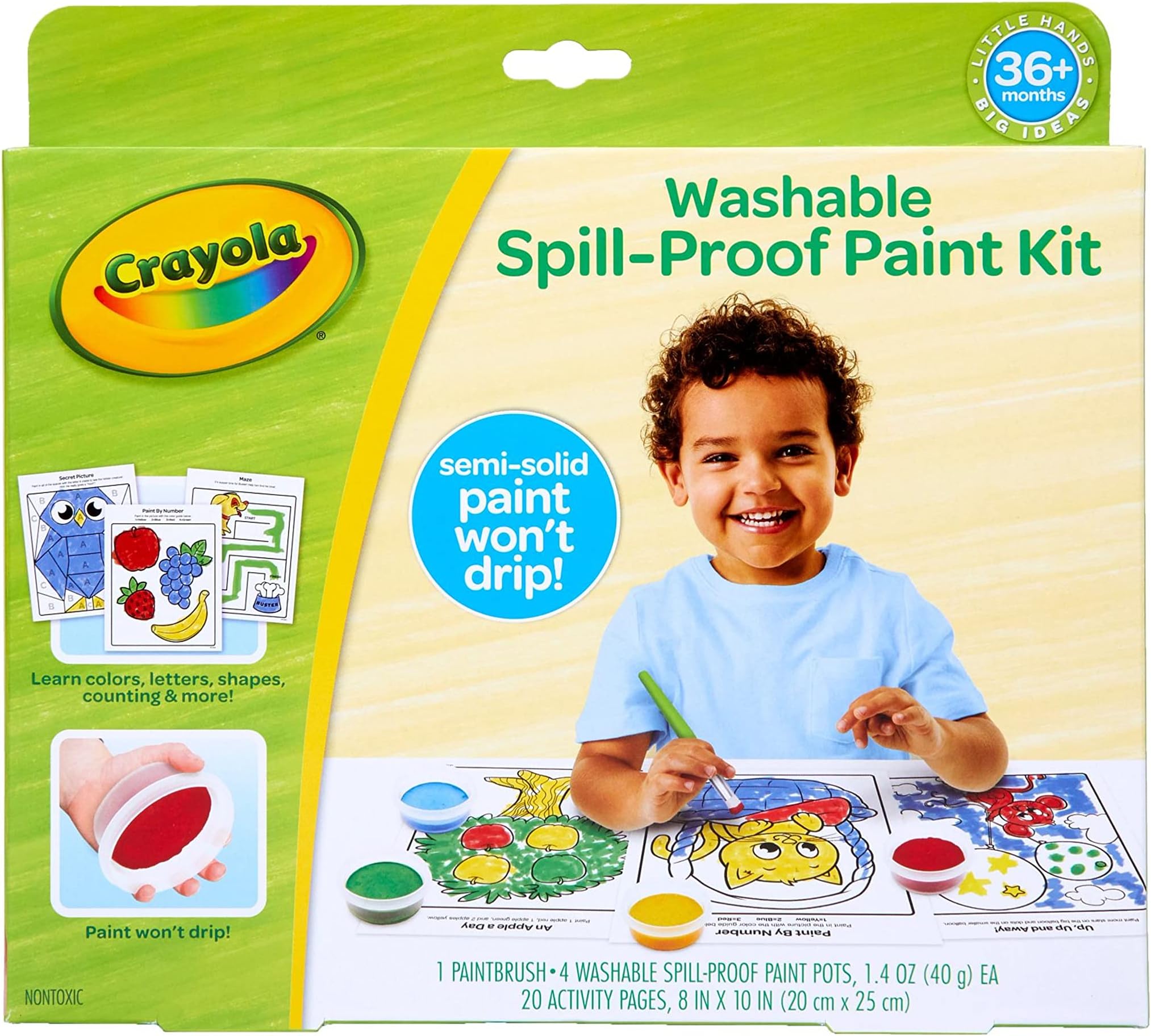 Amazon.com: Crayola Spill Proof Paint Set, Washable Paint for Kids ...