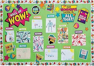 Fun Express Full UpdatePARTY SUPPLIES 10 Pc. 90s Themed Wow Student Work Wall Classroom Decorating Set