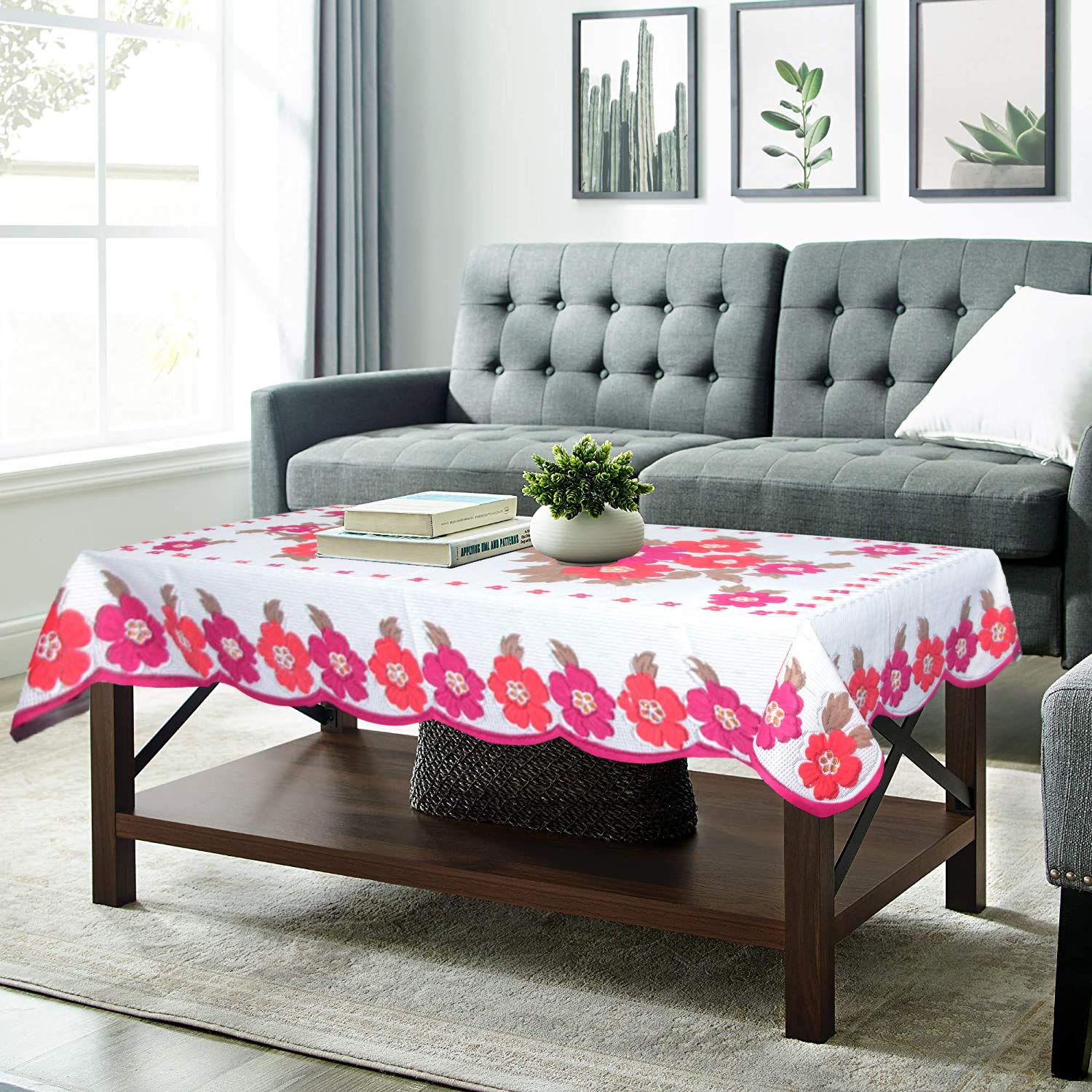 Fun Homes Flower Design Cotton 4 Seater Center Table Cover (Blue) (B08JVLK9X4) Amazon Price History, Amazon Price Tracker