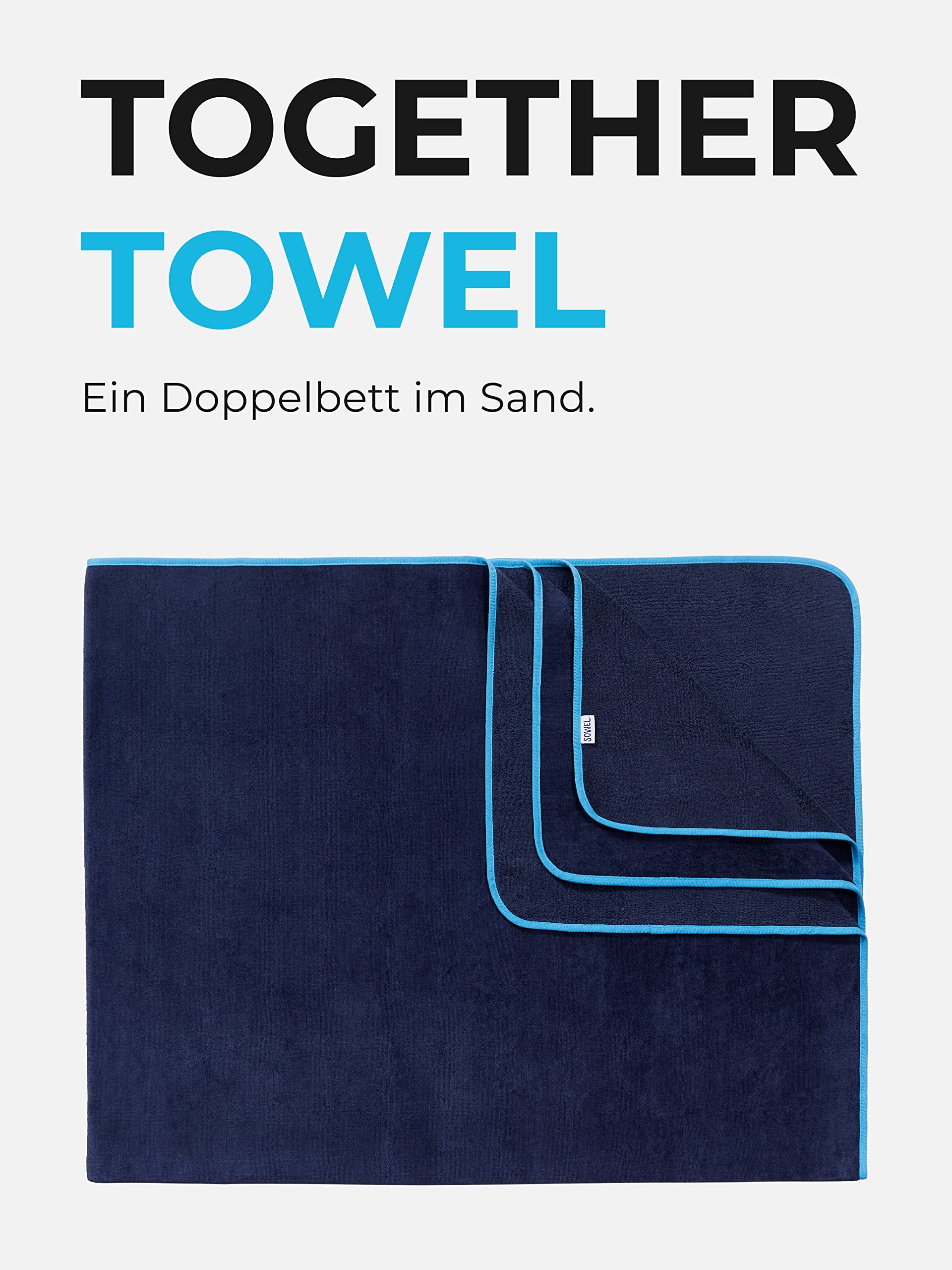 Sowel® Toalla de Playa XXL, 200 x 160 cm, 100% Algodón Orgánico, Toalla de Baño Grande para Parejas y Damilias, Hombre y Mujer