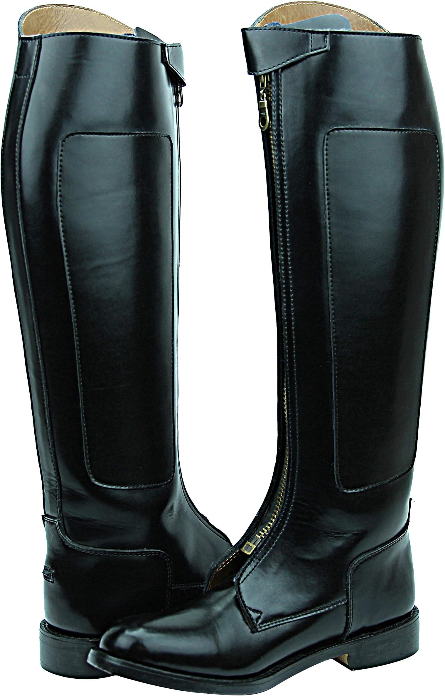 Hispar Mens Man Invader-1 Polo Players Boots Tall Knee High Leather Equestrian Black