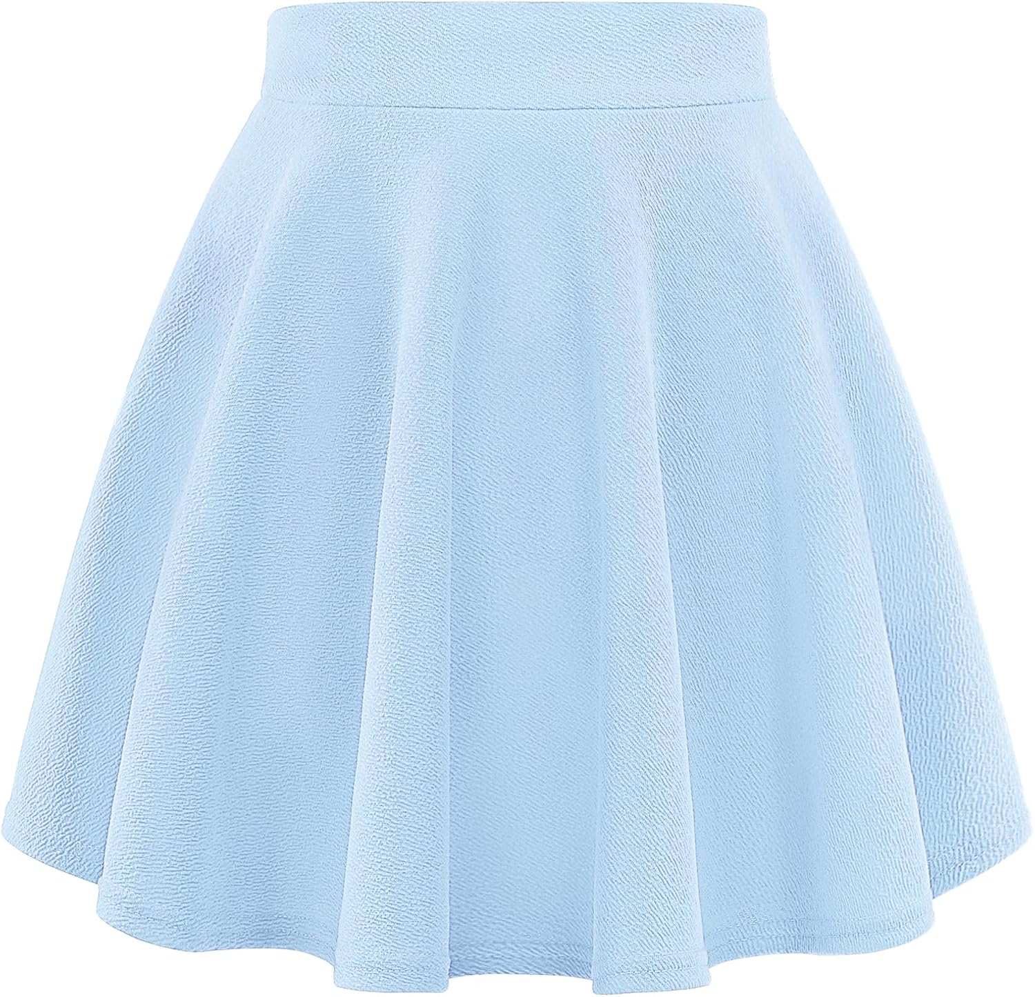 Auranso Girls Mini Skirt Stretch Waist Casual Flared Plain Pleated Skater Skirt