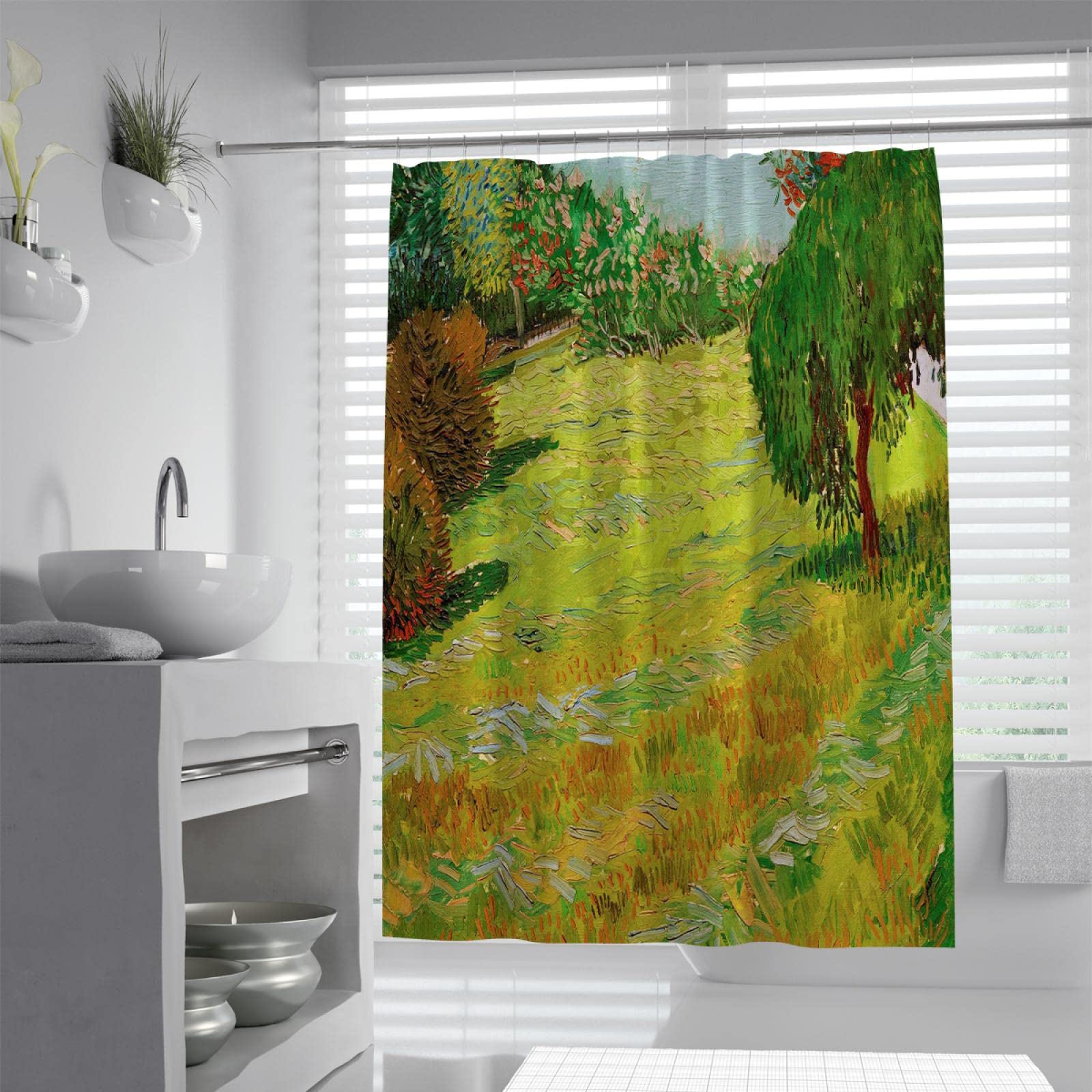 Farm Orchard Cortinas de Ducha Artista Juego de Cortinas de Ducha para Tela de baño Cortinas de baño de poliéster de Secado rápido con Ganchos Amarillos W200xL200cm