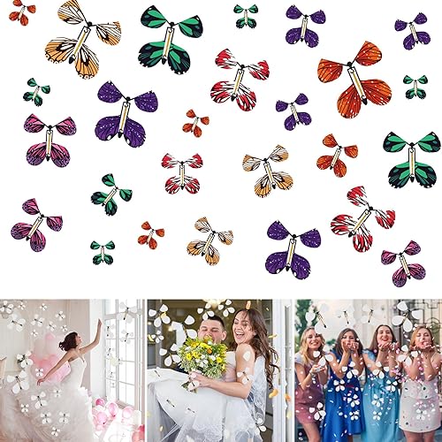 Miniatura 6 de 50 piezas de juguete de mariposa voladora, mariposas voladoras blancas, mariposa voladora mágica, alas de mariposa, tarjetas pintadas, regalo