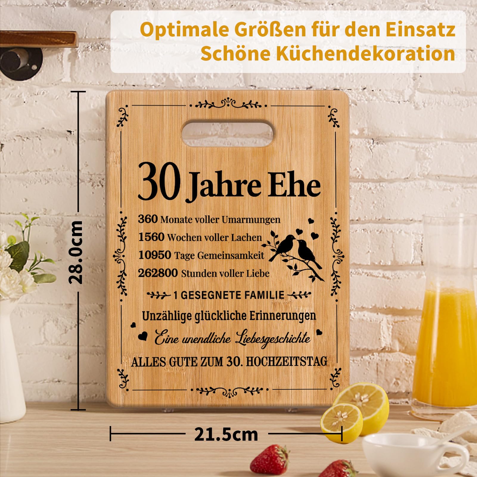 Tagliere In Bambù Per Regalo 30° Anniversario Di Matrimonio – Personalizzabile