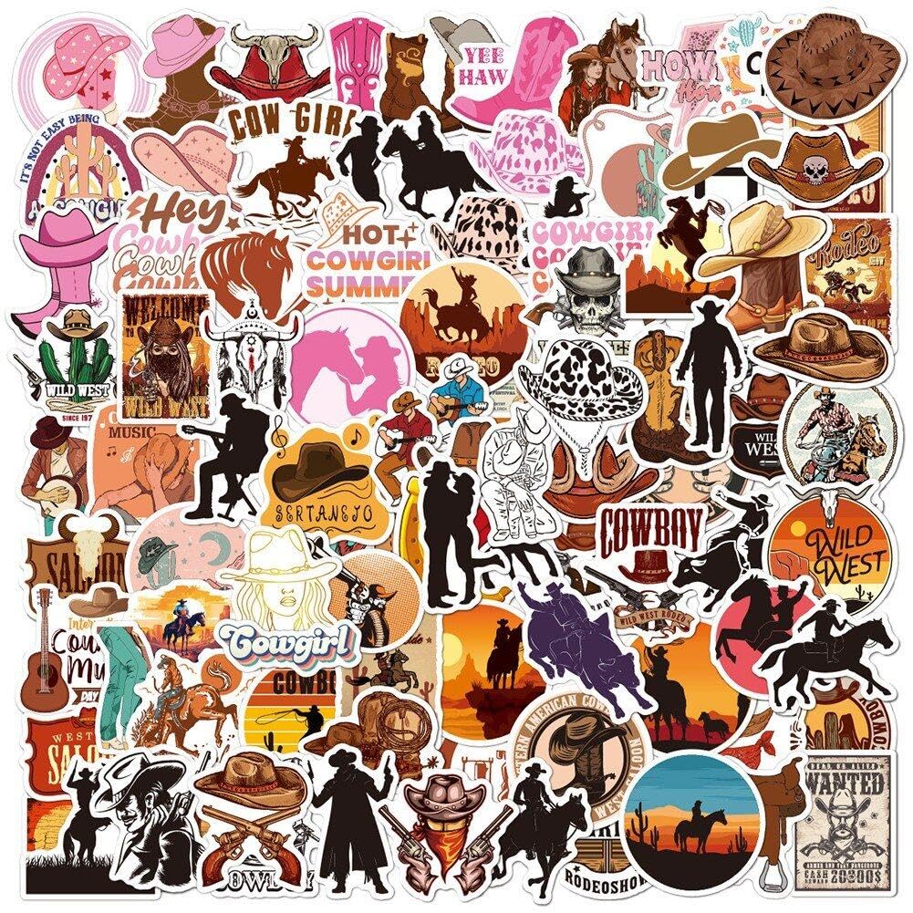 Fituenly Style 3 100Pcs Classic Art Stickers Western Countryside Style Stickers Vinyl Waterproof Sticker For Laptop Skateboard Luggage Phone