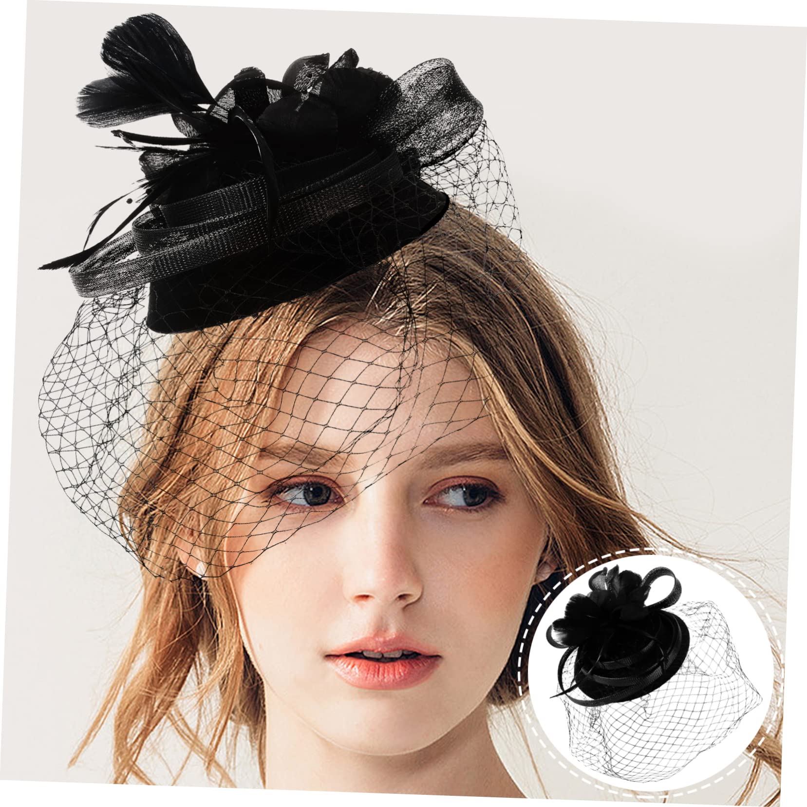 FRCOLOR 2Pcs Fascia del Cappello Accessori per delle Mini Cappello Sposa Copricapo per La Cerimonia Nuziale di Fascinator Copricapo Sposa Mini Fermagli