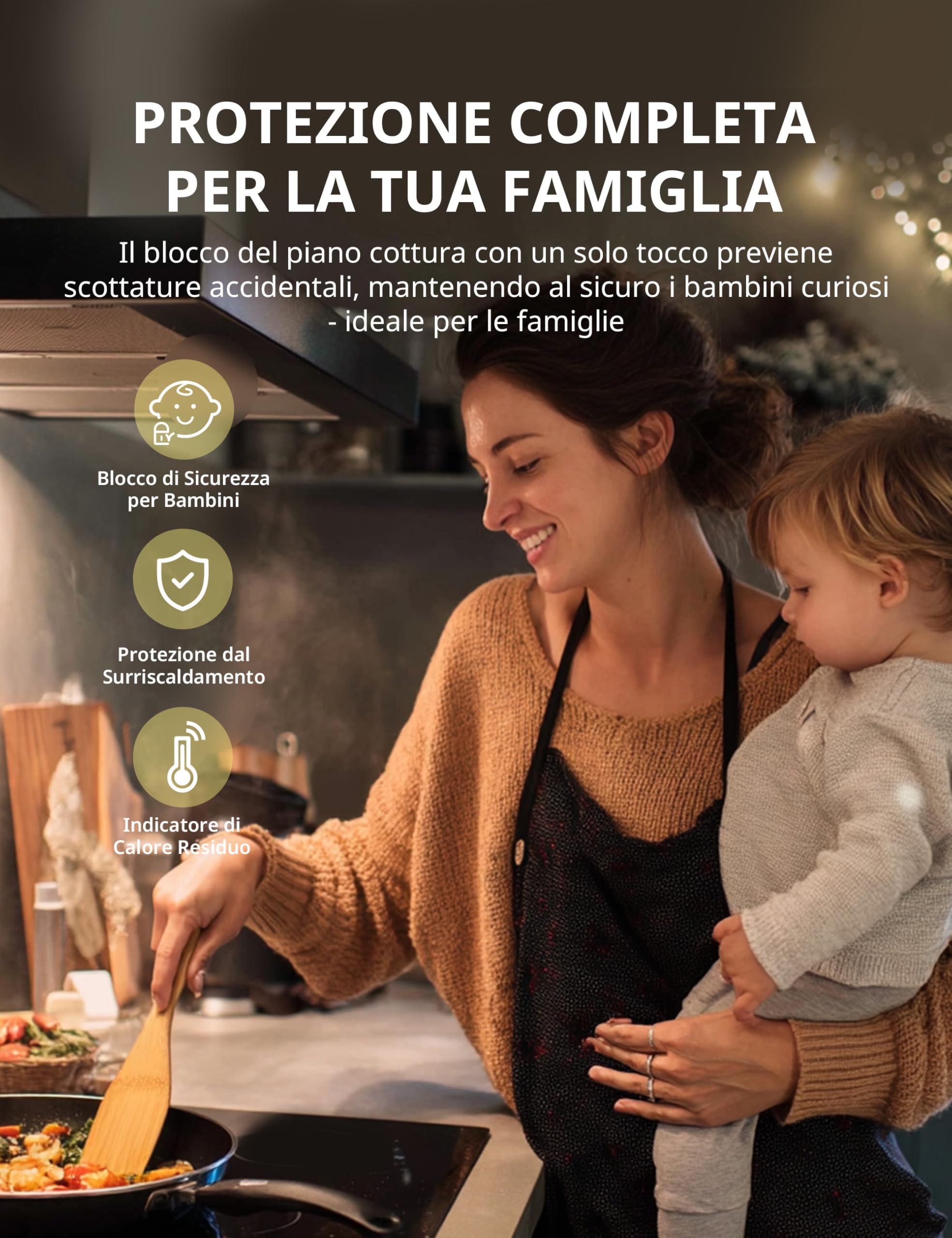 COMFEE' CIH351D257K0 Piano Cottura a Induzione Incorporato con 2 Zone di Cottura, 9 Livelli di Potenza, Area Riscaldamento più Ampia del 20% con Funzione Boost, Controllo Touch, Blocco Bambino