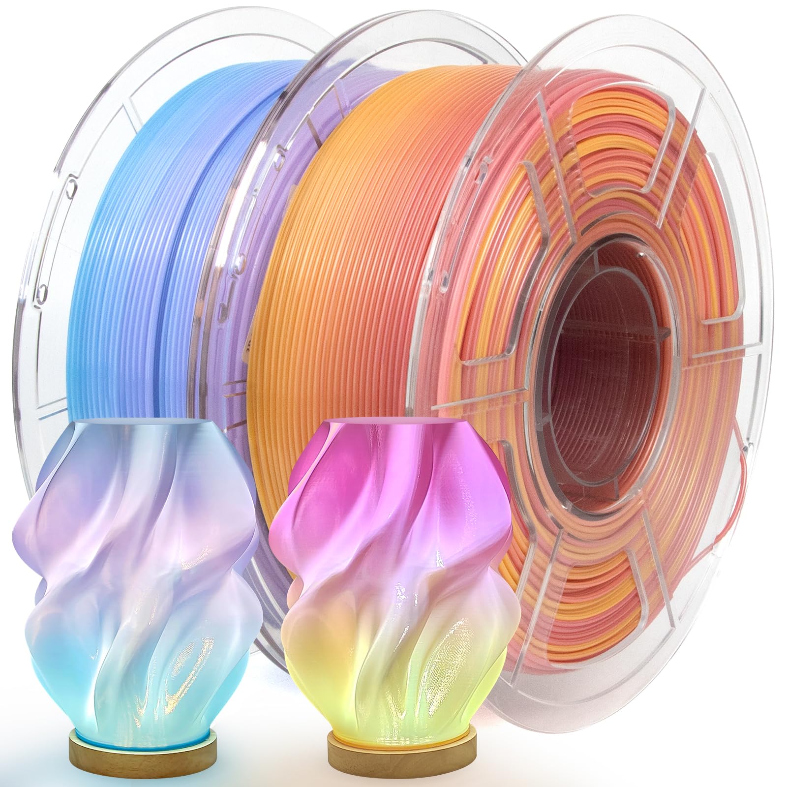IEMAI PETG Filament 1.75mm 2Kg, High Speed Durchscheinend PETG Blau Lila/Rosa Gelb 3D Drucker Filament, Maßgenauigkeit +/- 0,02 mm