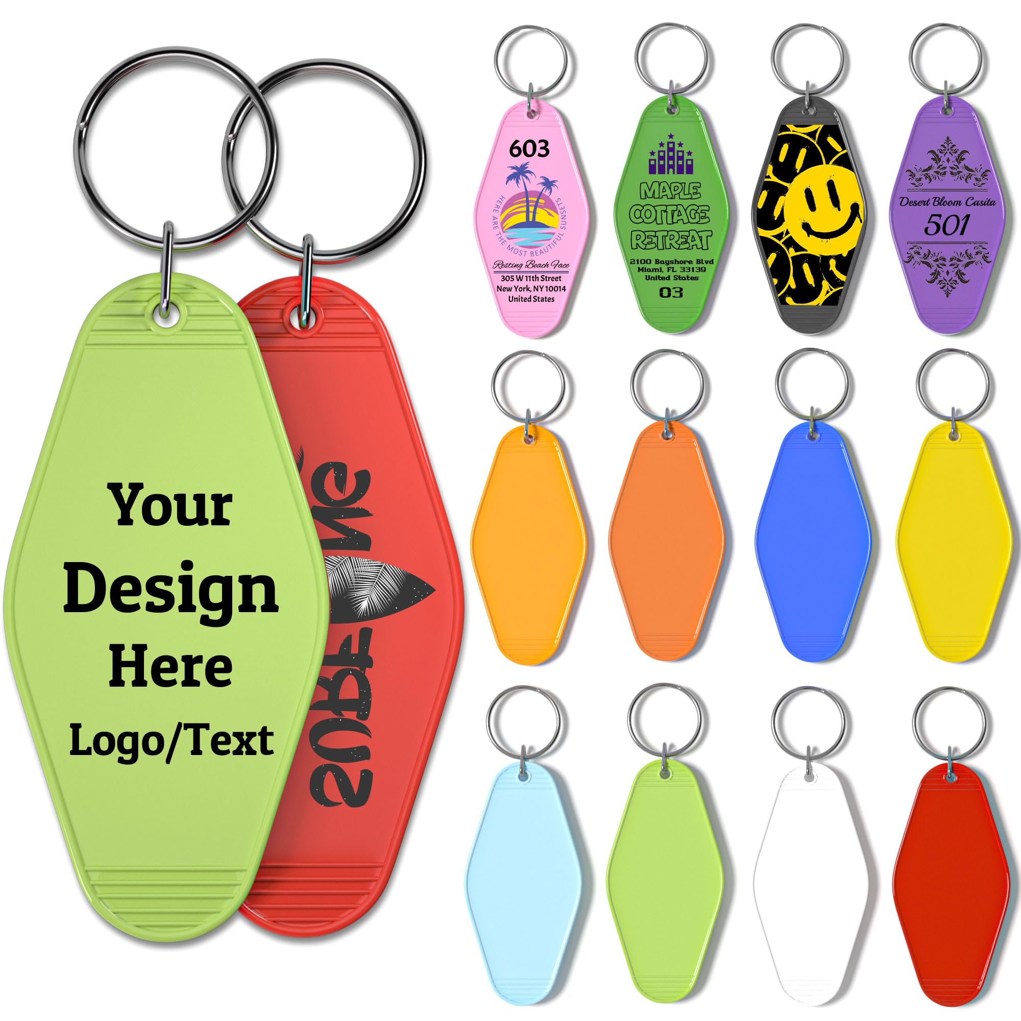 QEADEAYEA 30PCS Custom Hotel Motel Keychain, Vintage Motel Keychain Bulk with Logo/Text, Acrylic Keychains, Key Tags